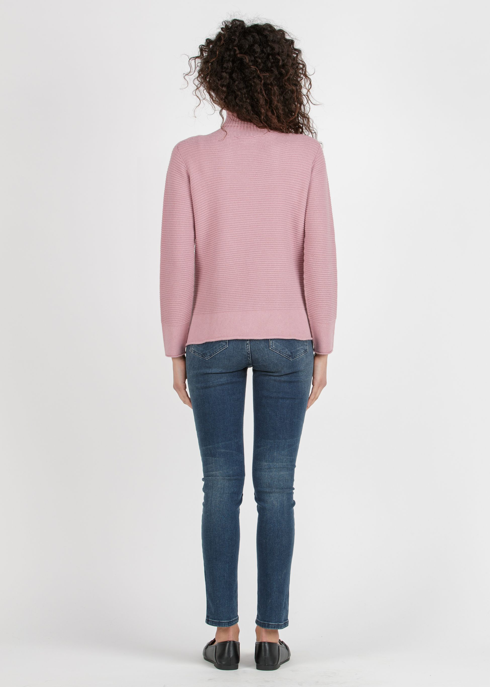 MARIANNA - Maglioncino Premaman in Filato Misto Viscosa-Lana con Collo Alto (Rosa Confetto, S)
