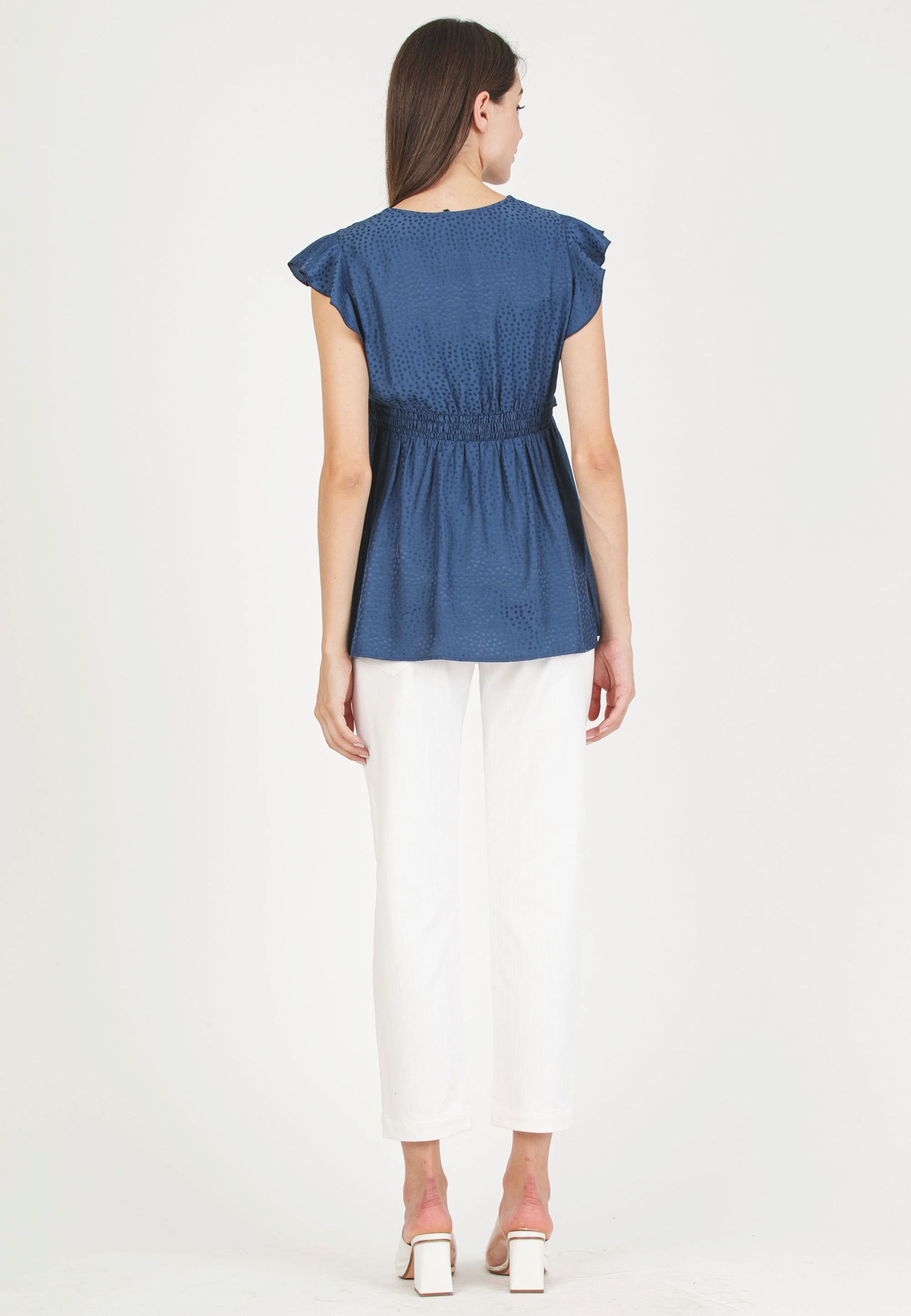 MARIKA M - Top Premaman & Allattamento in Viscosa Jacquard (Blu, XS)