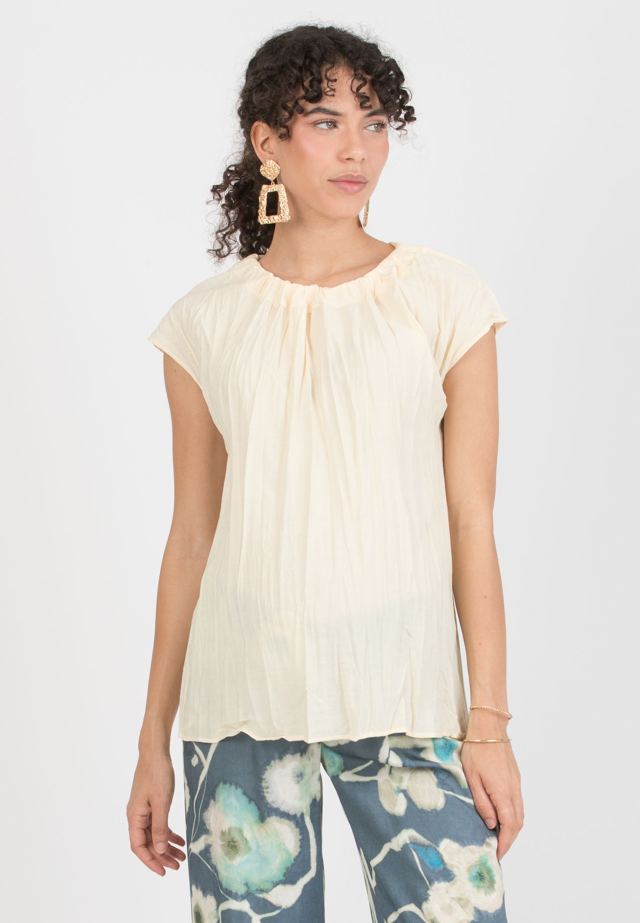 LOLA - Maternity Blouse in Crinkled Viscose (Giallo)