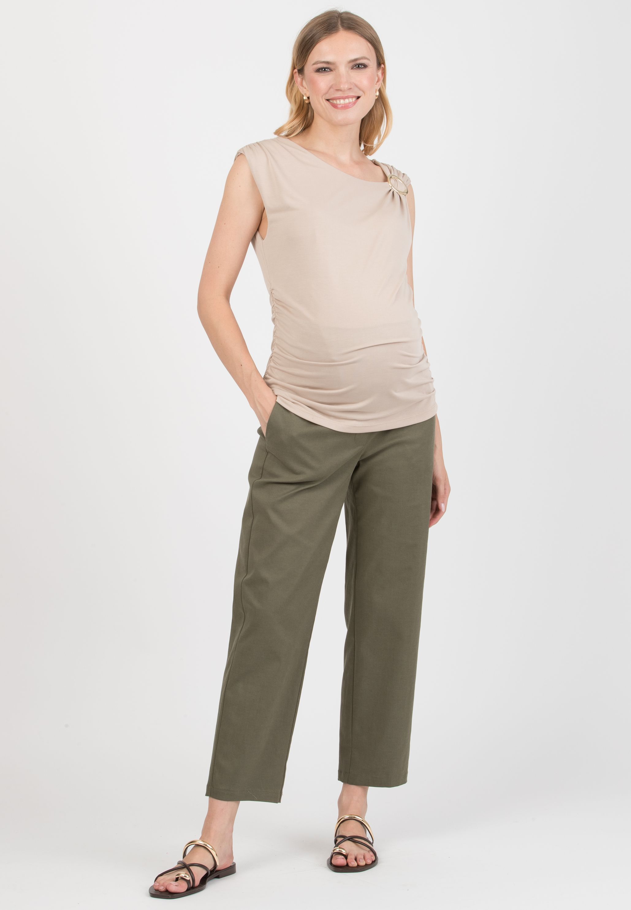 CHARLIE – Maternity Balloon-Fit Trousers in Lyocell (Verde Militare)