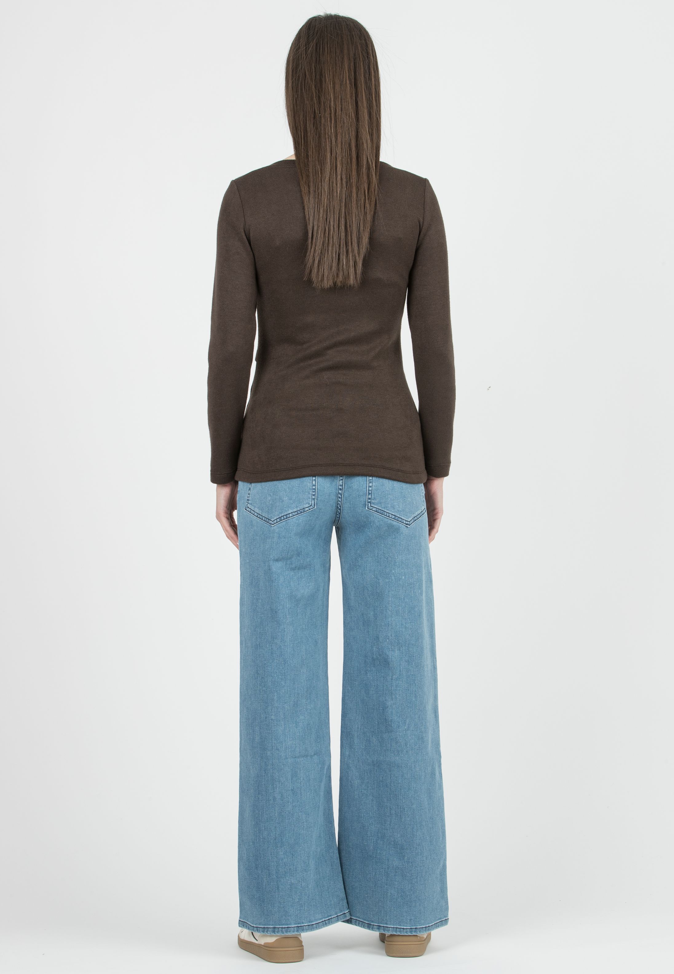 AMELIA M - Maternity Sweater in Viscose Yarn with Waistband (Marrone)