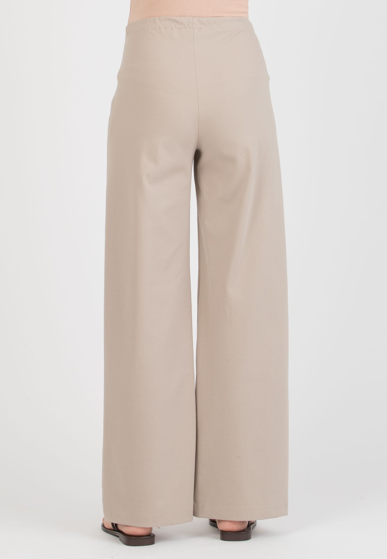 KIMBERLY - Pantalone Premaman Palazzo in Punto Milano di Cotone Estivo (Gesso, XS)