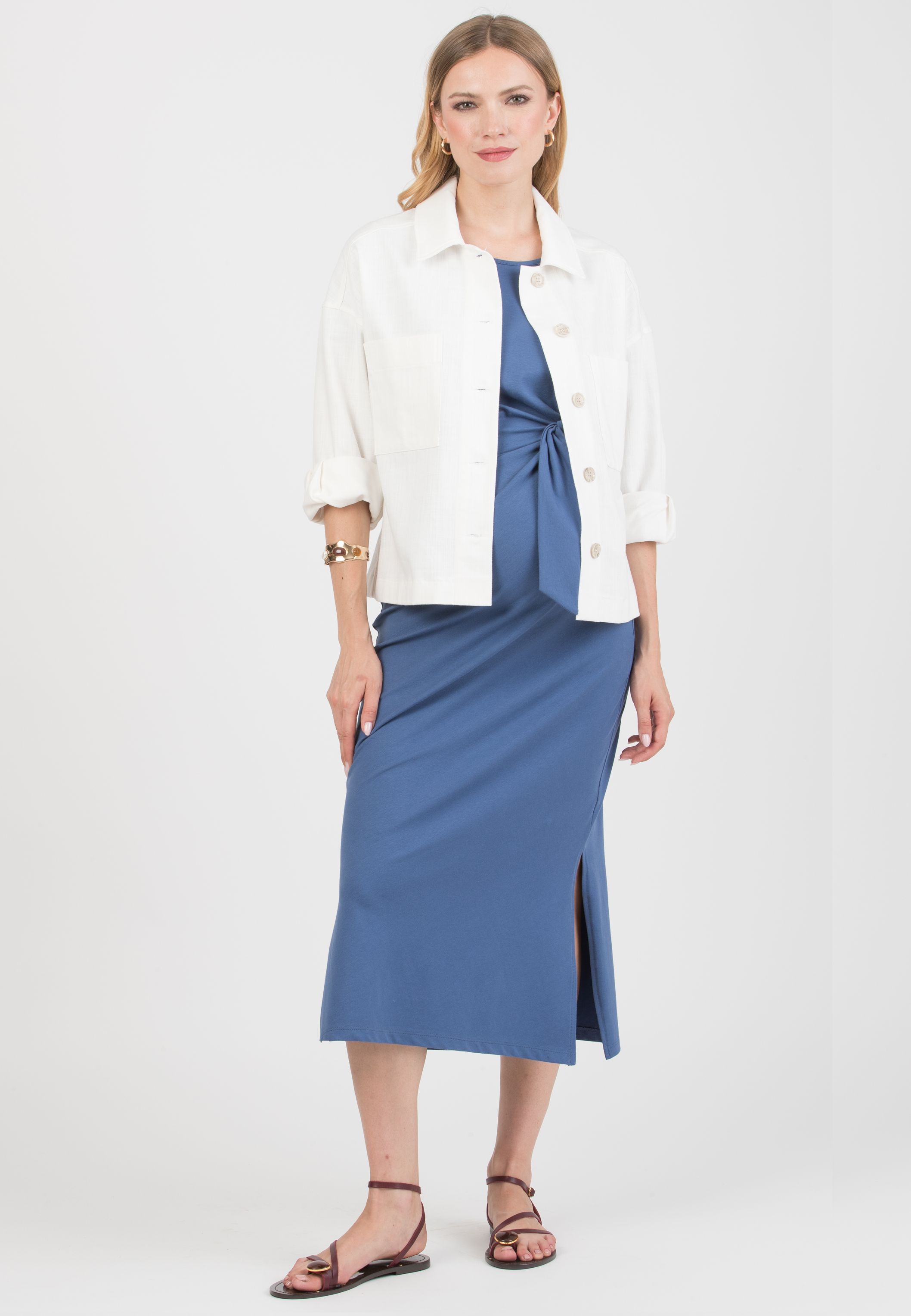 NINA - Giacca/Camicia Premaman in Denim (Avorio, XS)
