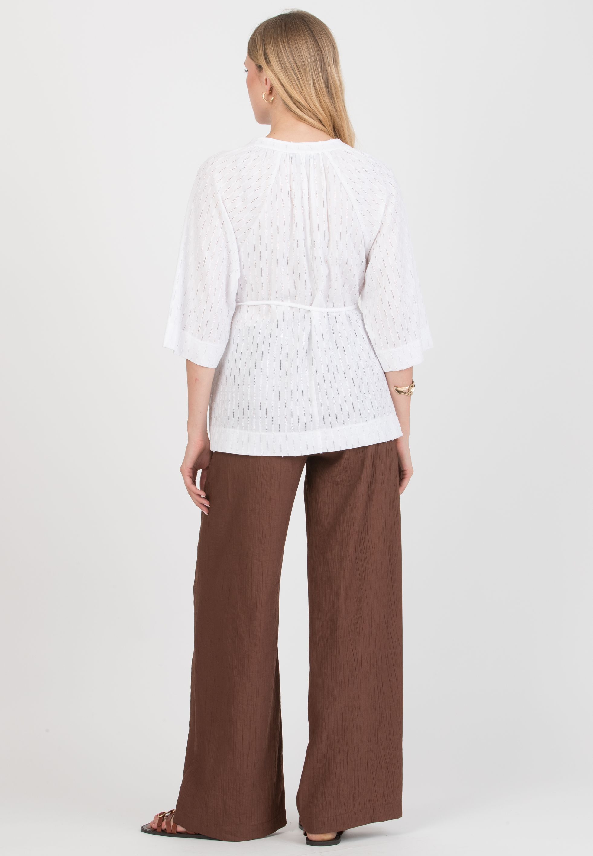 AVA - Camicia Premaman in Sangallo con Nastro Regolabile (Bianco  Ottico)