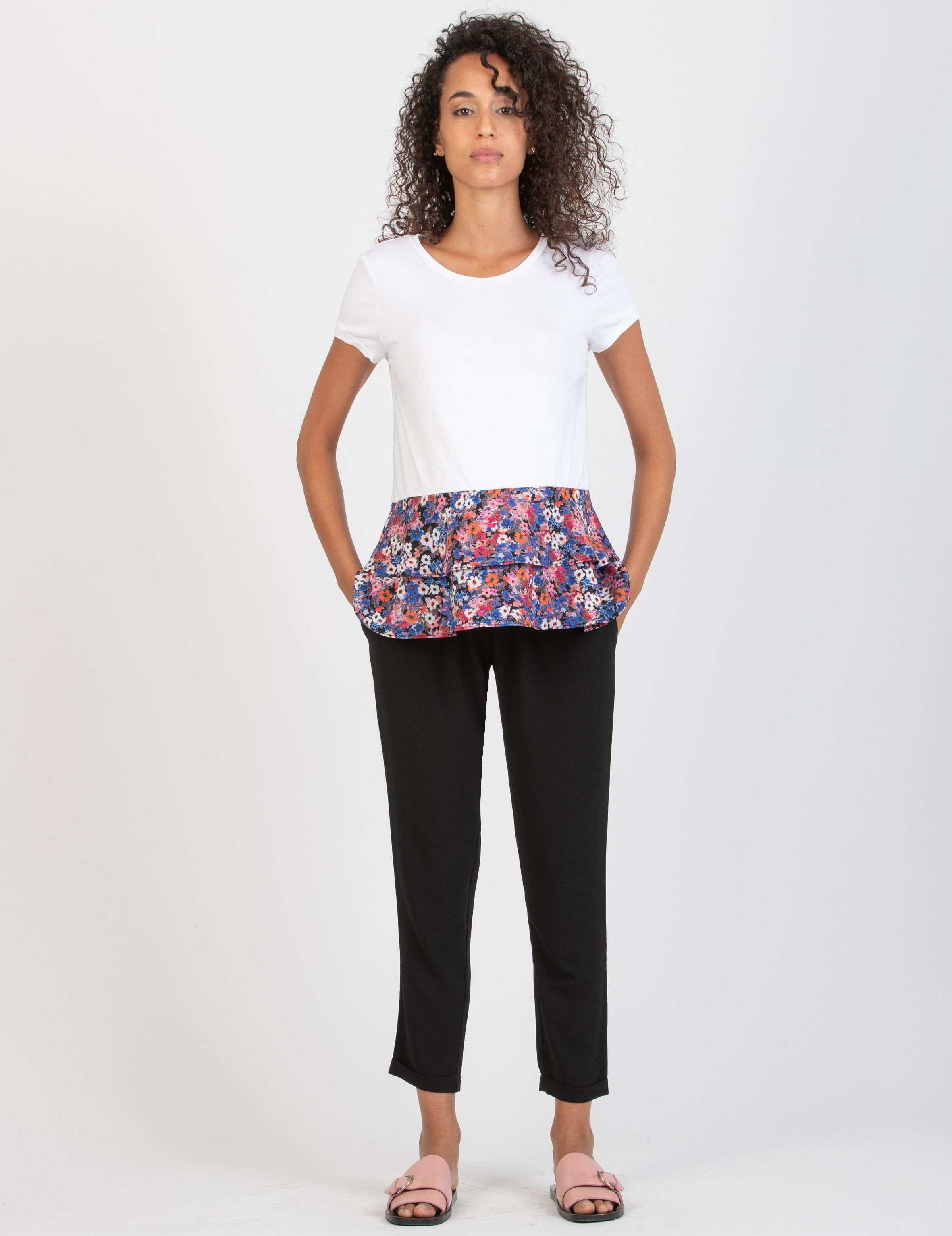 SILVIA - Pantalone Premaman Jogger in Crêpe (Nero, XS)