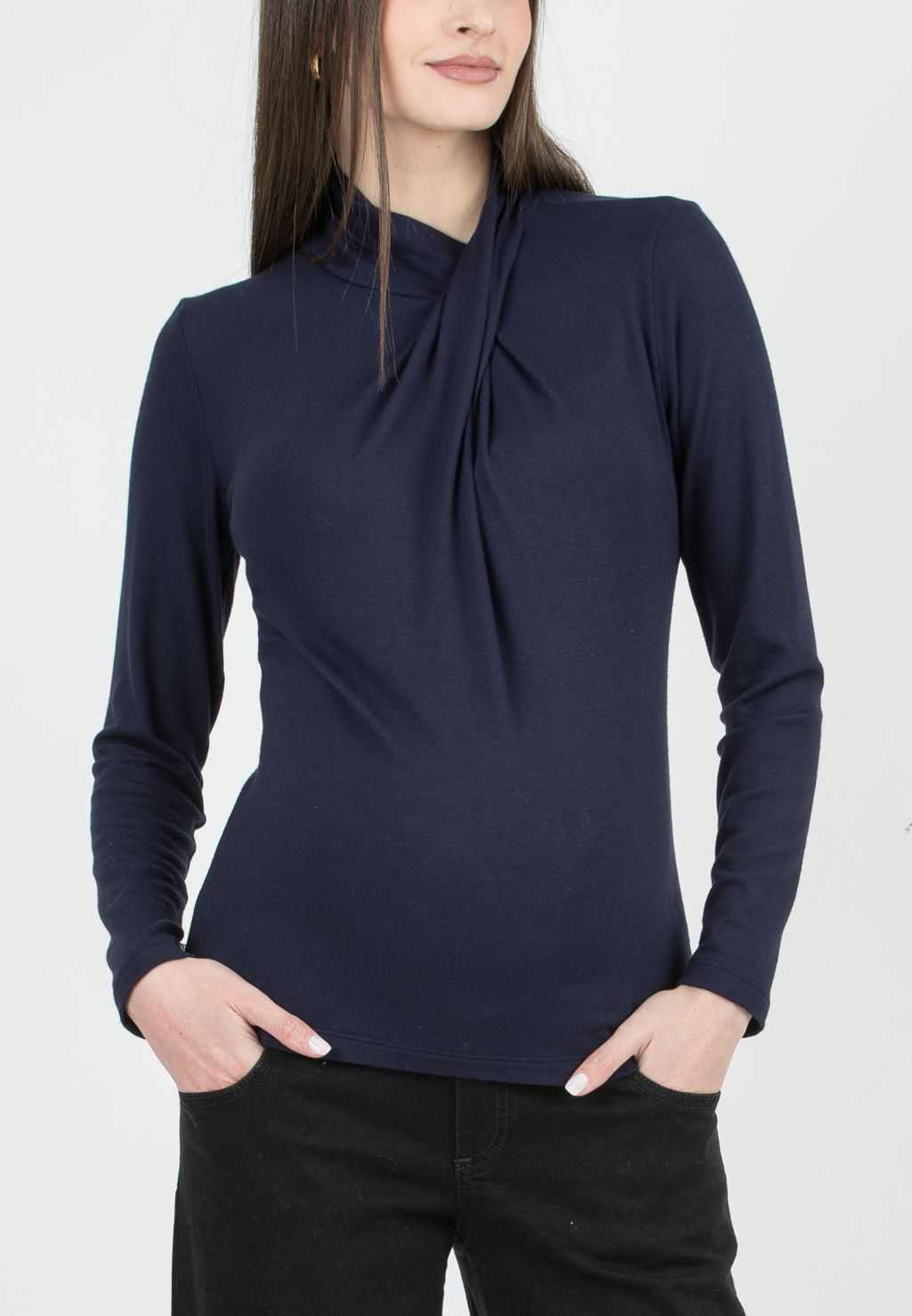 MARINA - Maglia Premaman in Viscosa con Collo Incrociato (Blu)