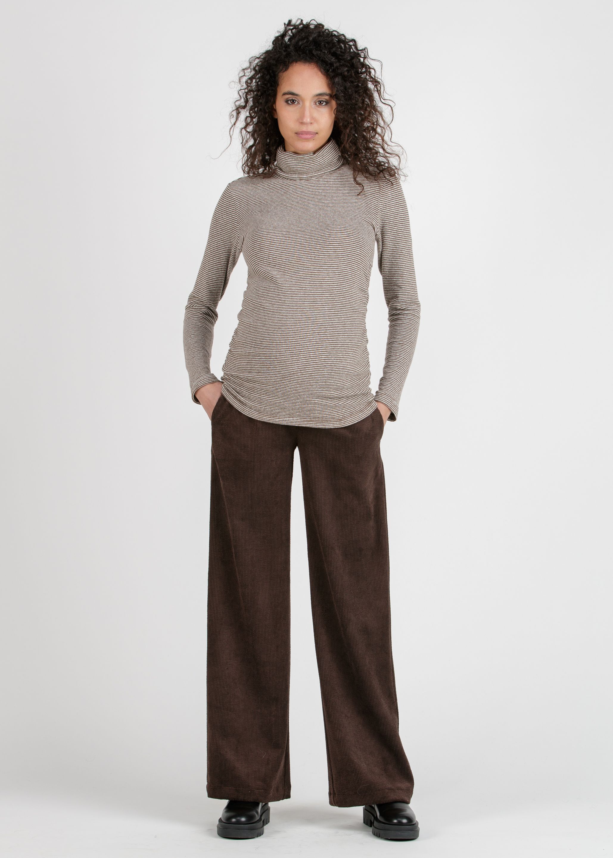 WINONA - Palazzo Maternity Trousers in Soft Corduroy (Marrone)