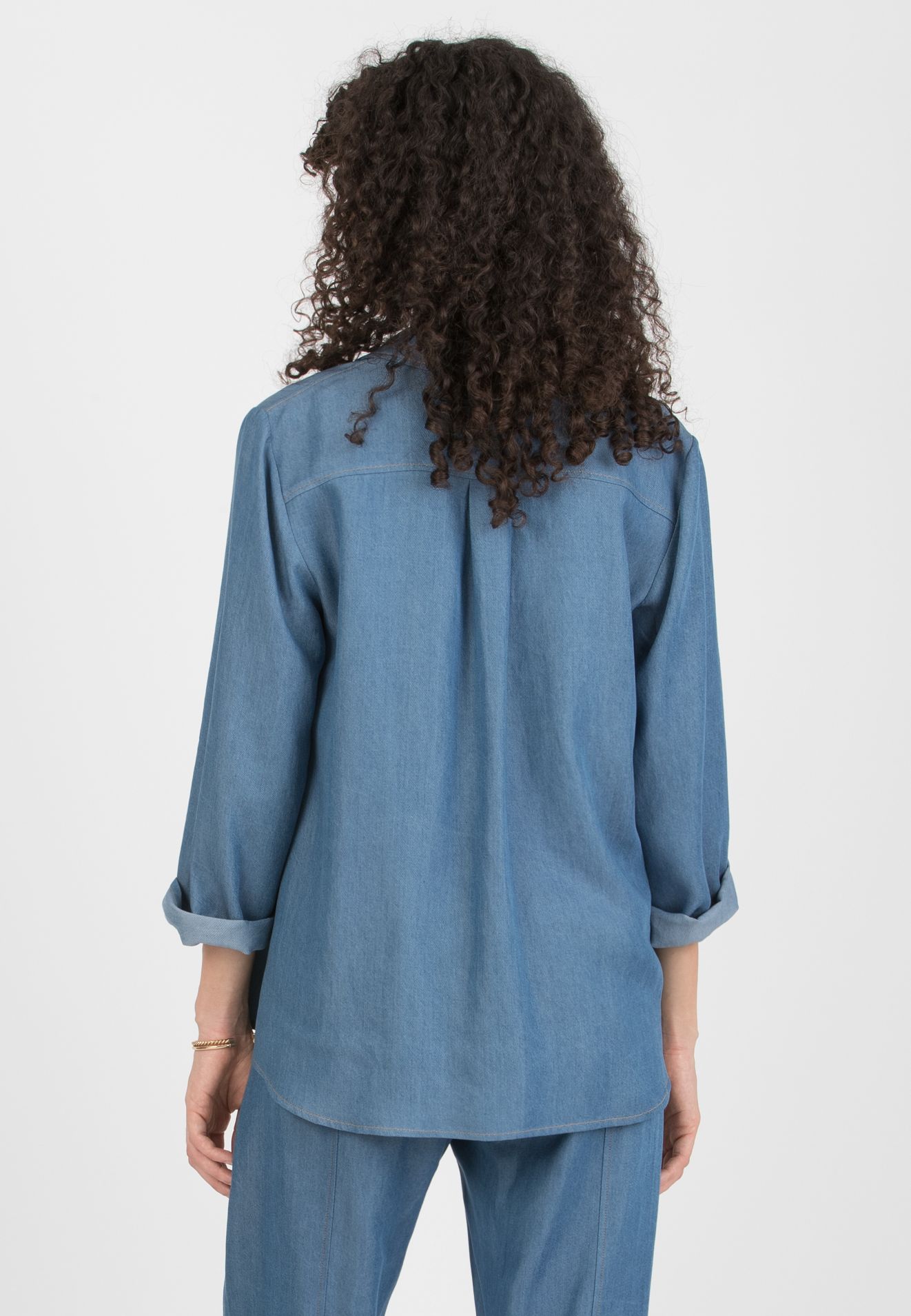 DEBORAH - Camicia Premaman & Allattamento in Lyocell Effetto Jeans (Denim)