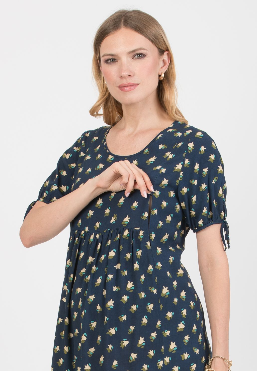 MERCEDES – Maternity & Nursing Dress in Viscose (Blu)