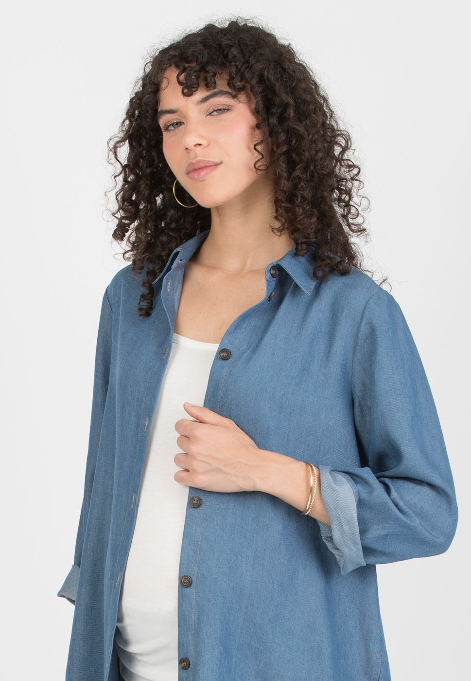 DEBORAH - Camicia Premaman & Allattamento in Lyocell Effetto Jeans (Denim)
