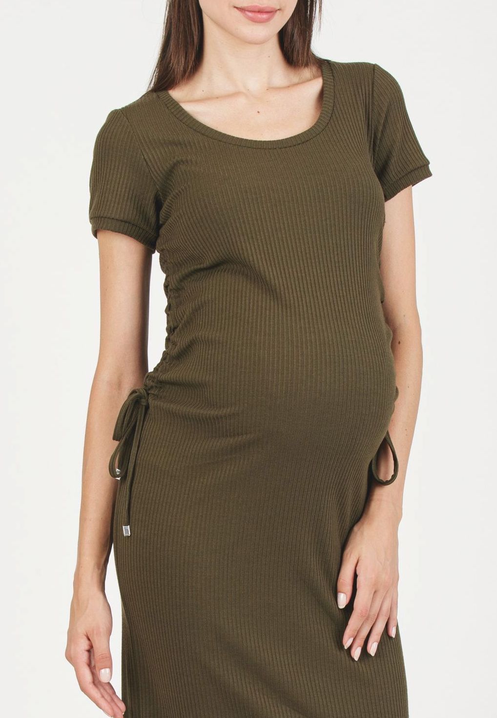 GIULIA K - Tubino Premaman in Costina con Coulisse Laterali Regolabili (Verde Militare)