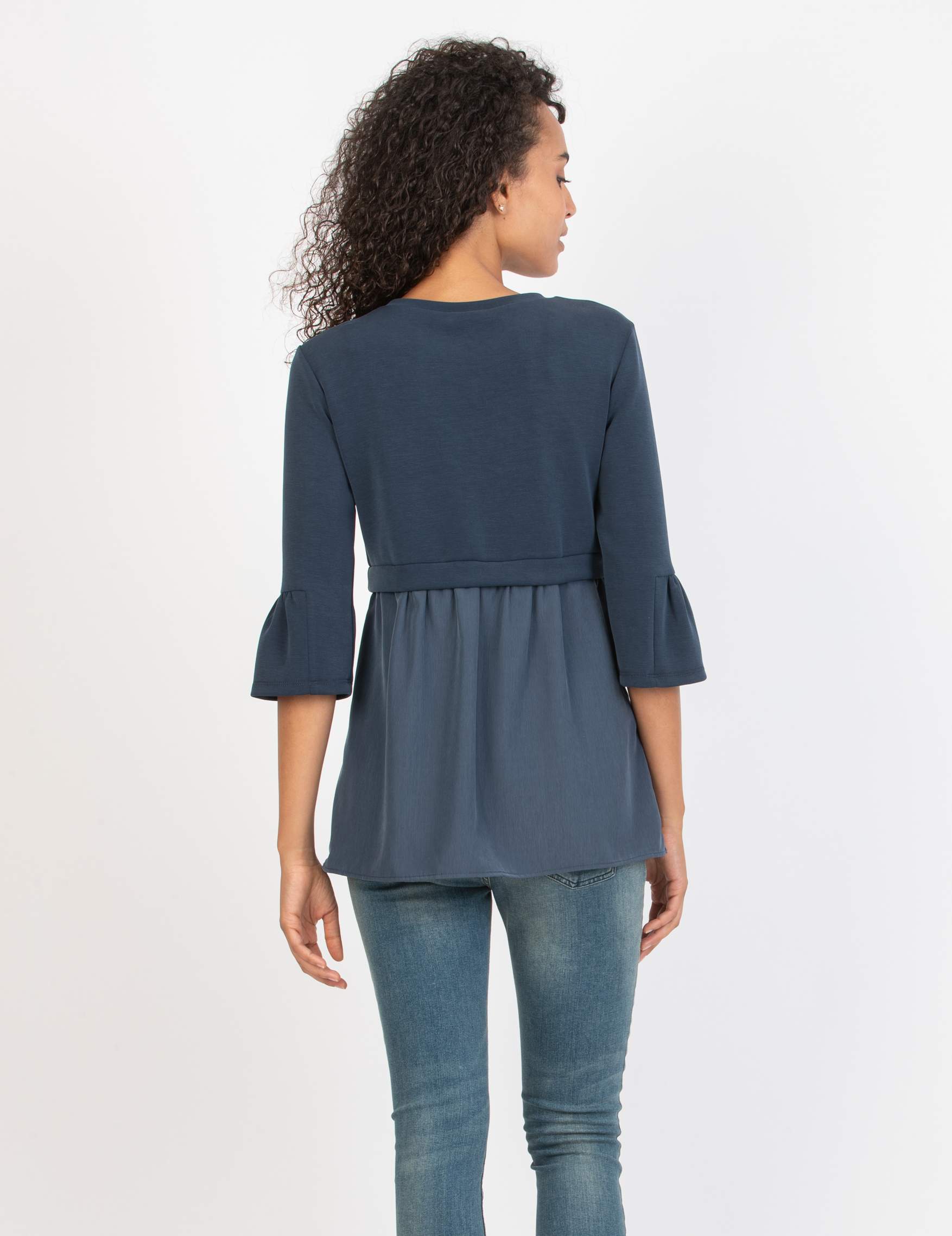 KYLIE - Maglia Premaman & Allattamento in Modal e Raso (Denim, XS)