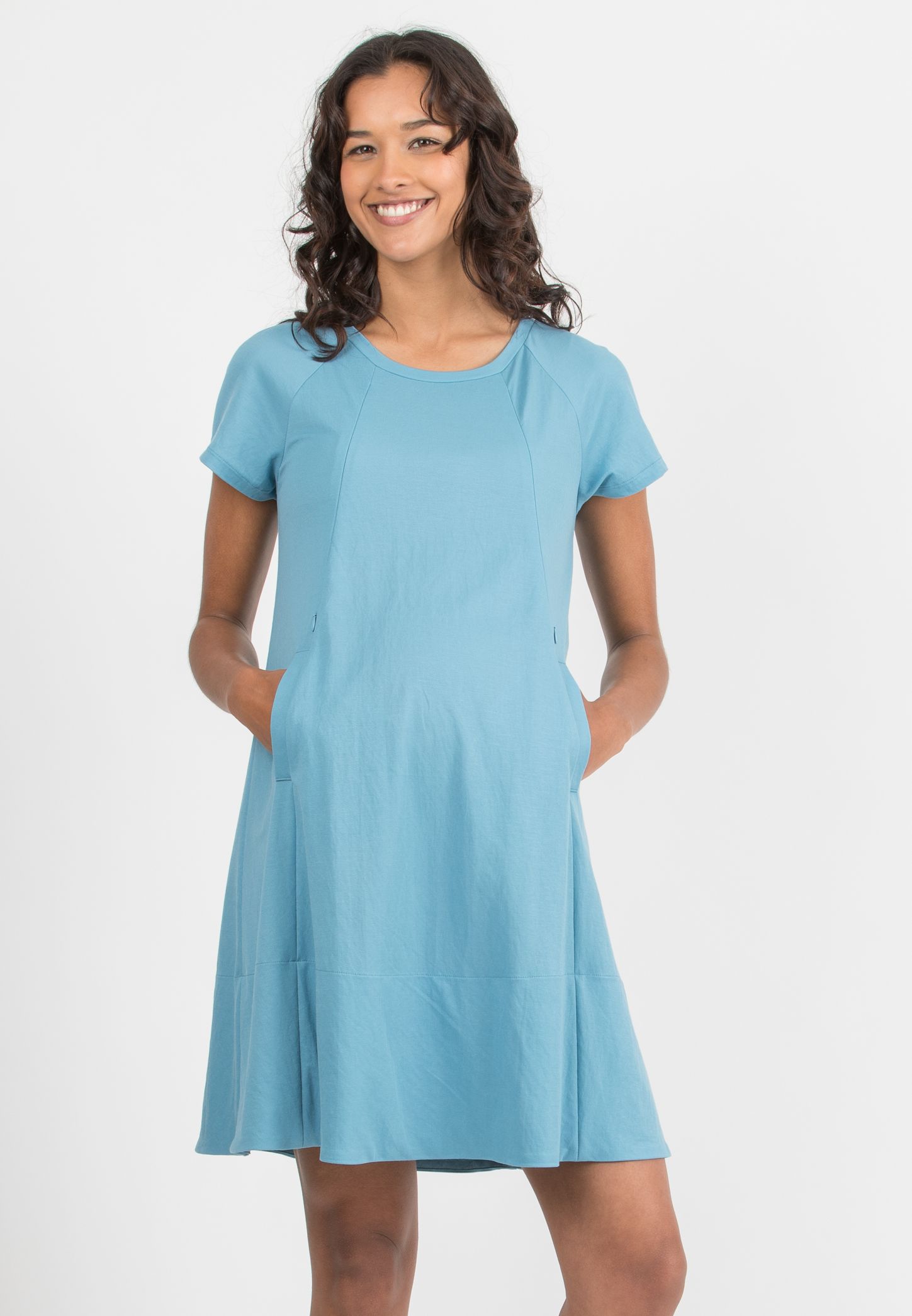 LICIA – Maternity & Nursing Dress in Viscose (Blue, XS)