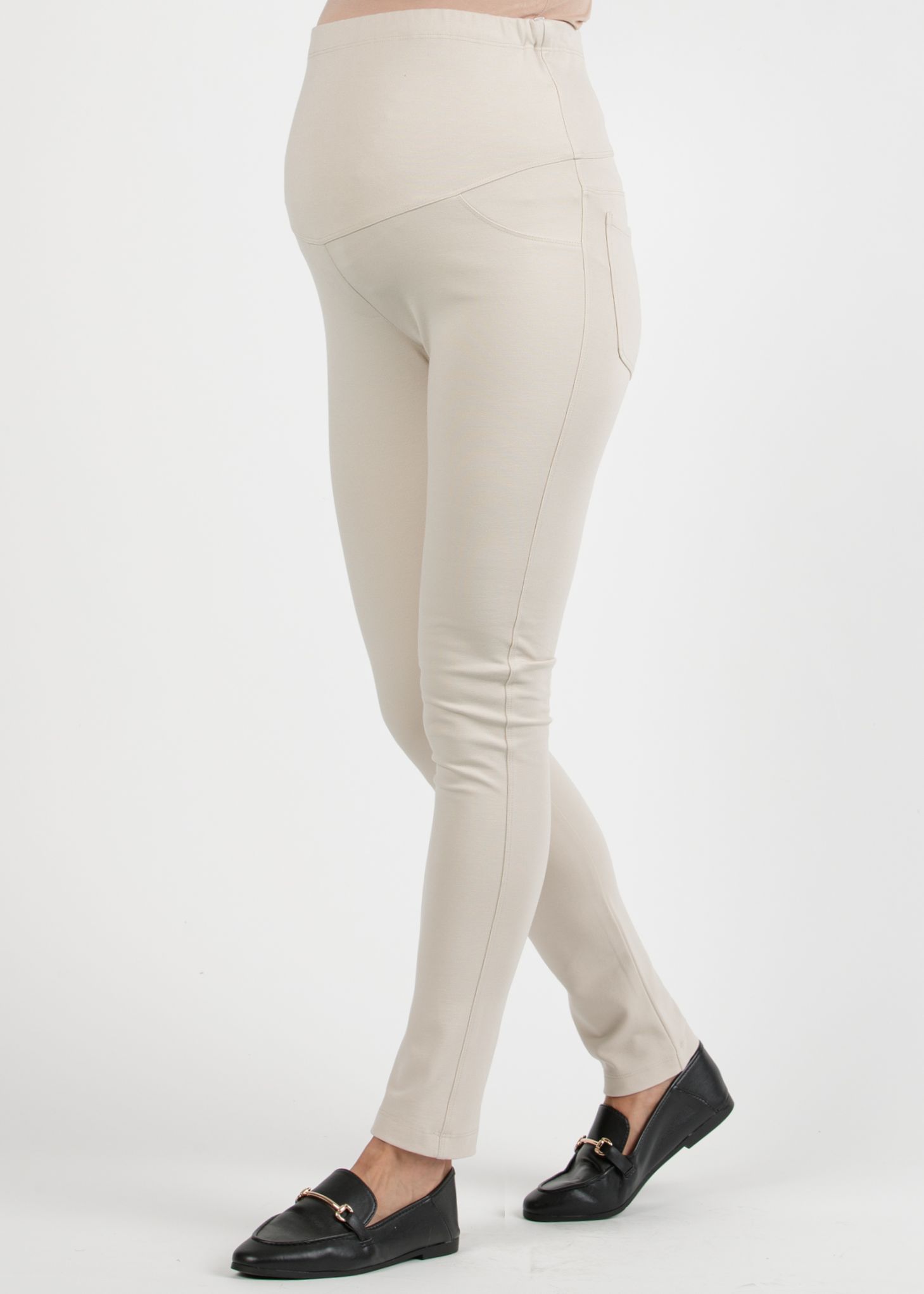 LUNA - Pantalone Premaman Slim Fit in Punto Milano Invernale Super-Stretch (Avorio, XS)