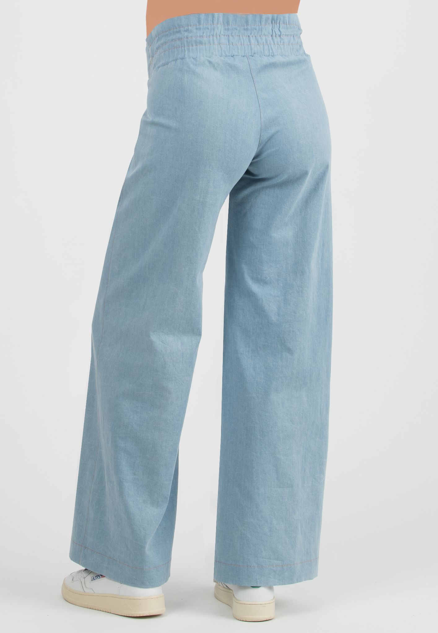 GUENDALINA LG - Jeans Premaman a Palazzo con Vita Bassa In Denim Estivo (Azzurro)