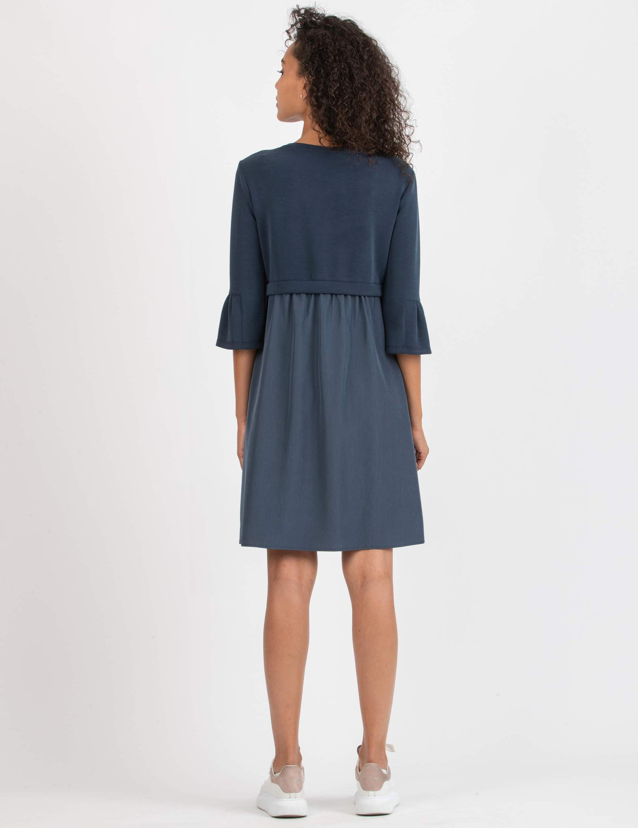ILARIA - Modal and Satin Maternity & Nursing Dress (Denim , XS)