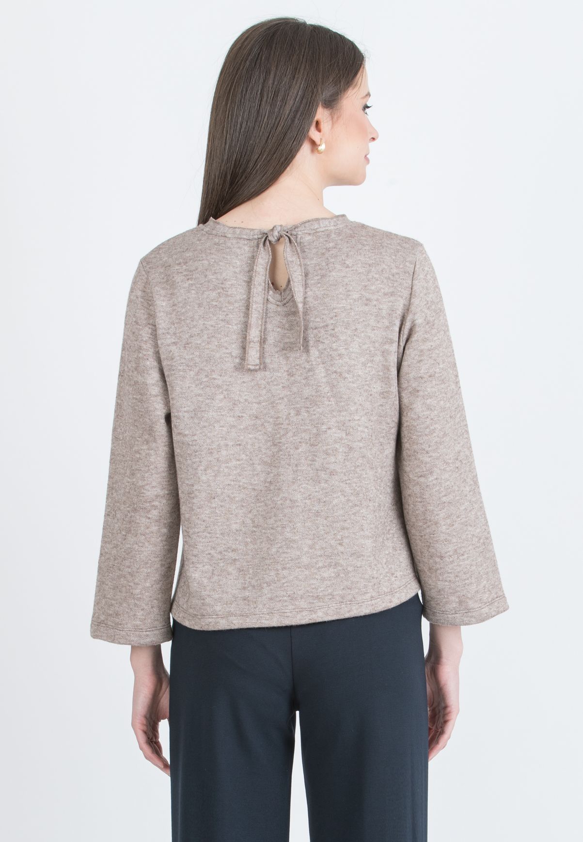 BAILEY - Maternity Sweater with Back Bow (Marrone Melange)