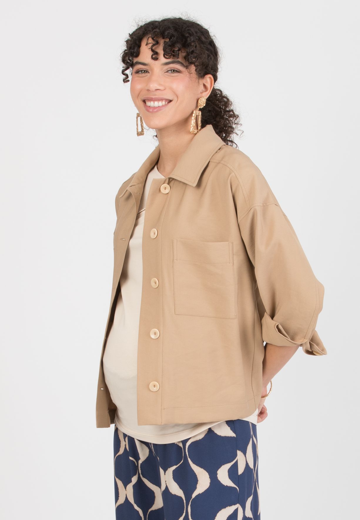 NINA - Maternity Viscose Shirt Jacket (Cammello)