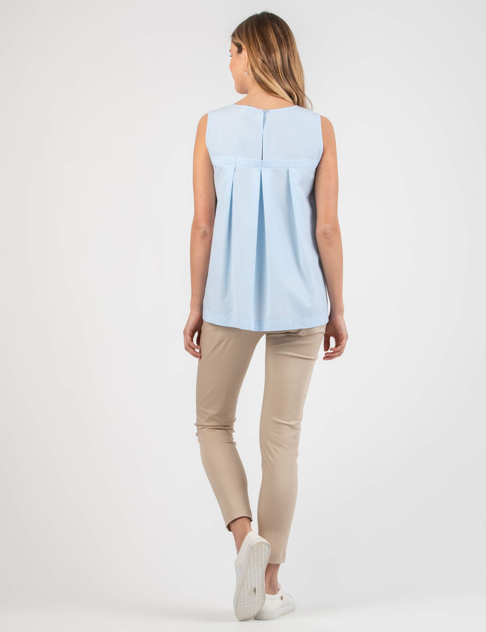 Camicetta Premaman con Pieghe sulla Schiena (Azzurro, XS)