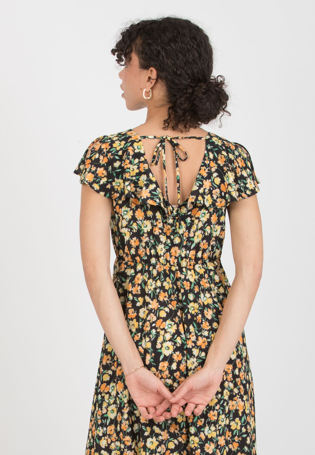 SUMMER - Maternity & Nursing Dress with Buttons and Back Neckline (Black, XS)