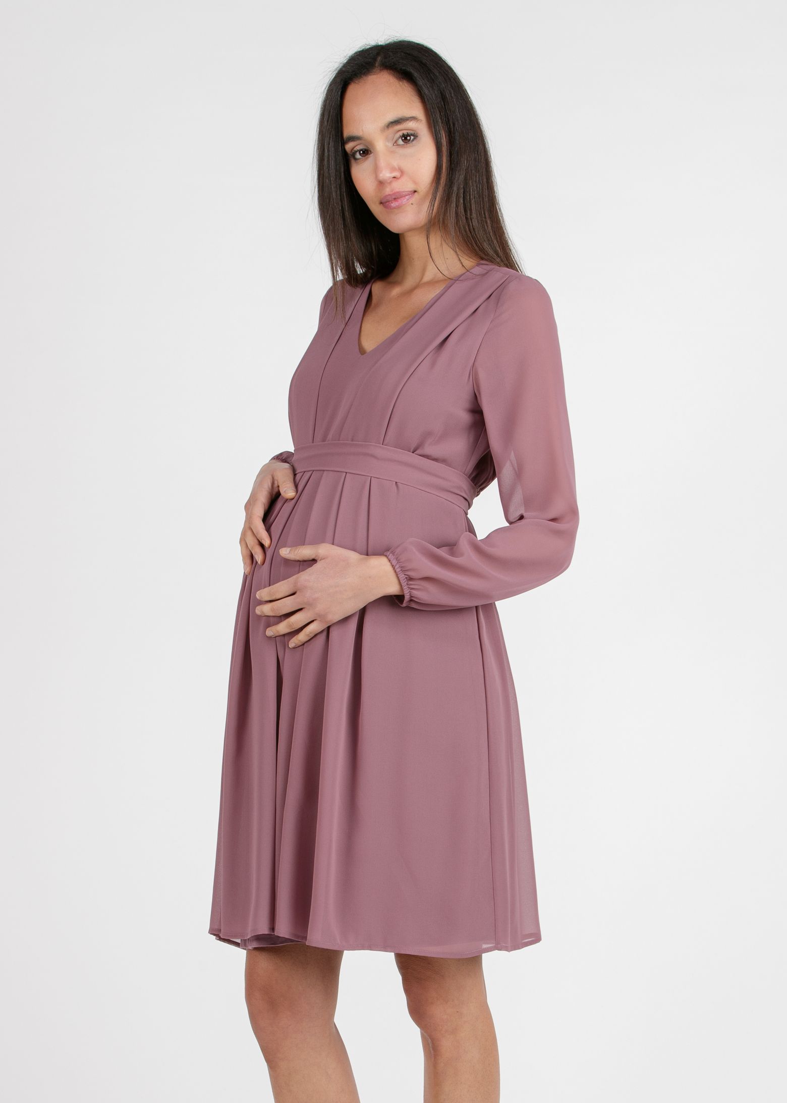 SARA - Abito Premaman & Allattamento in Chiffon (Cipolla, XS)