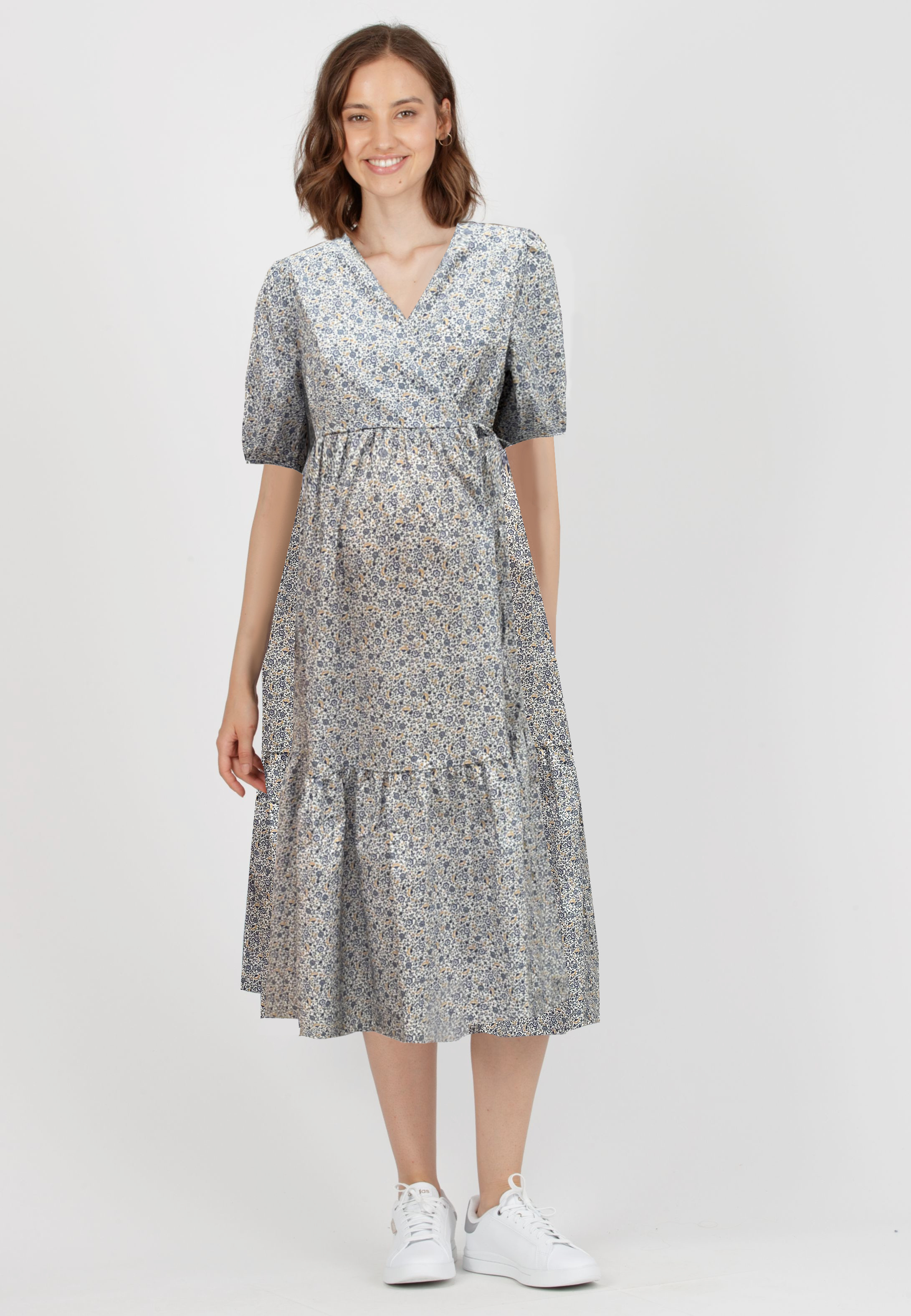 SUNDAY - Abito Premaman & Allattamento in Cotone a Fiorellini (Azzurro, XS)