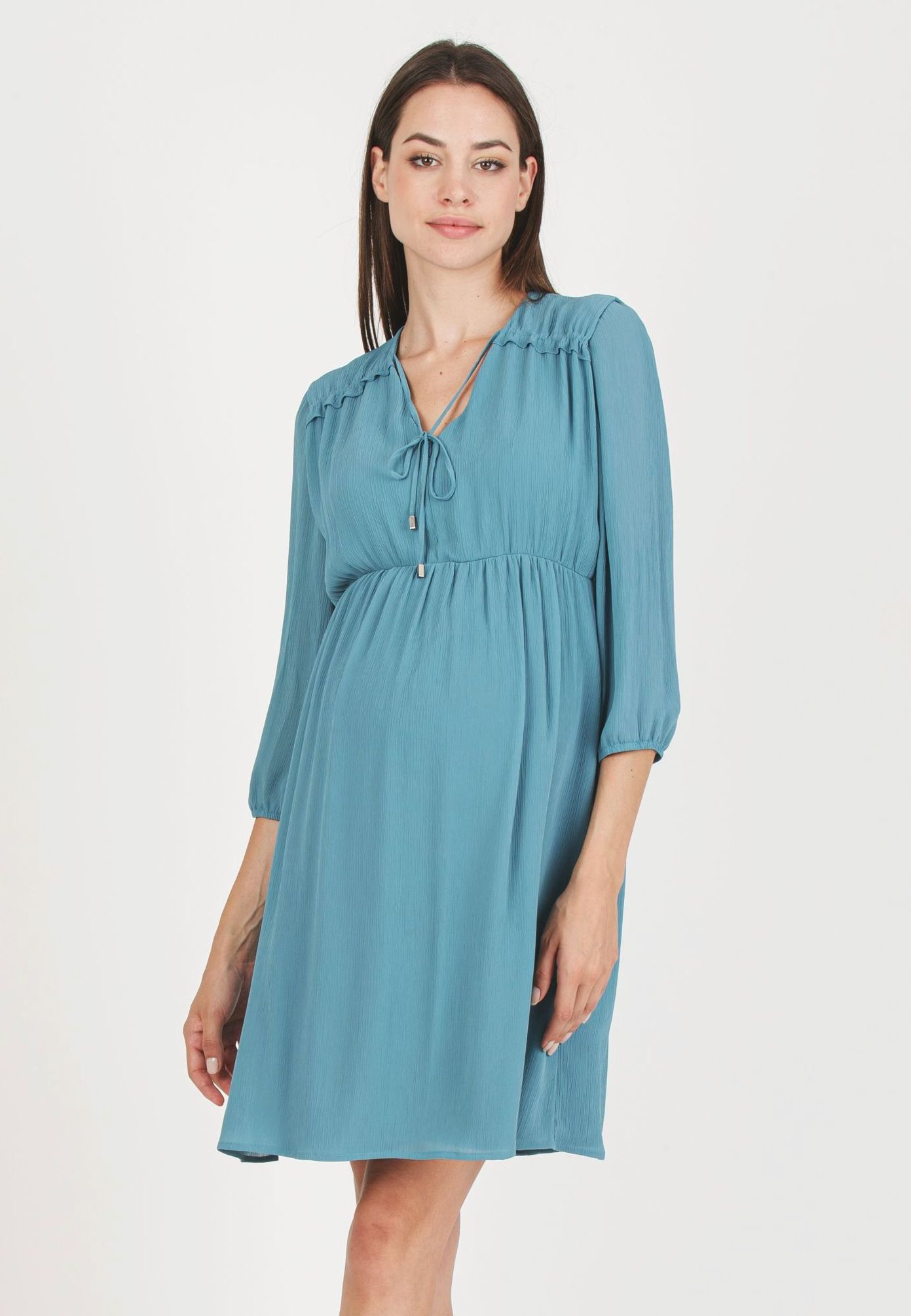 CHRISSY - Abito Premaman & Allattamento in Creponne con Laccio sullo Scollo (Avio, XS)