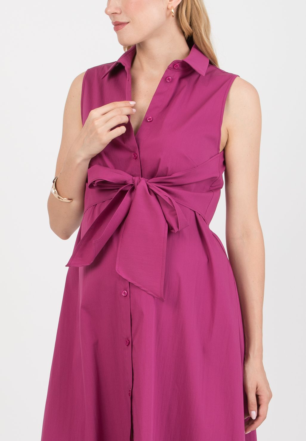 MICHELA – Maternity & Nursing Shirt-Style Dress (Plum, XS)