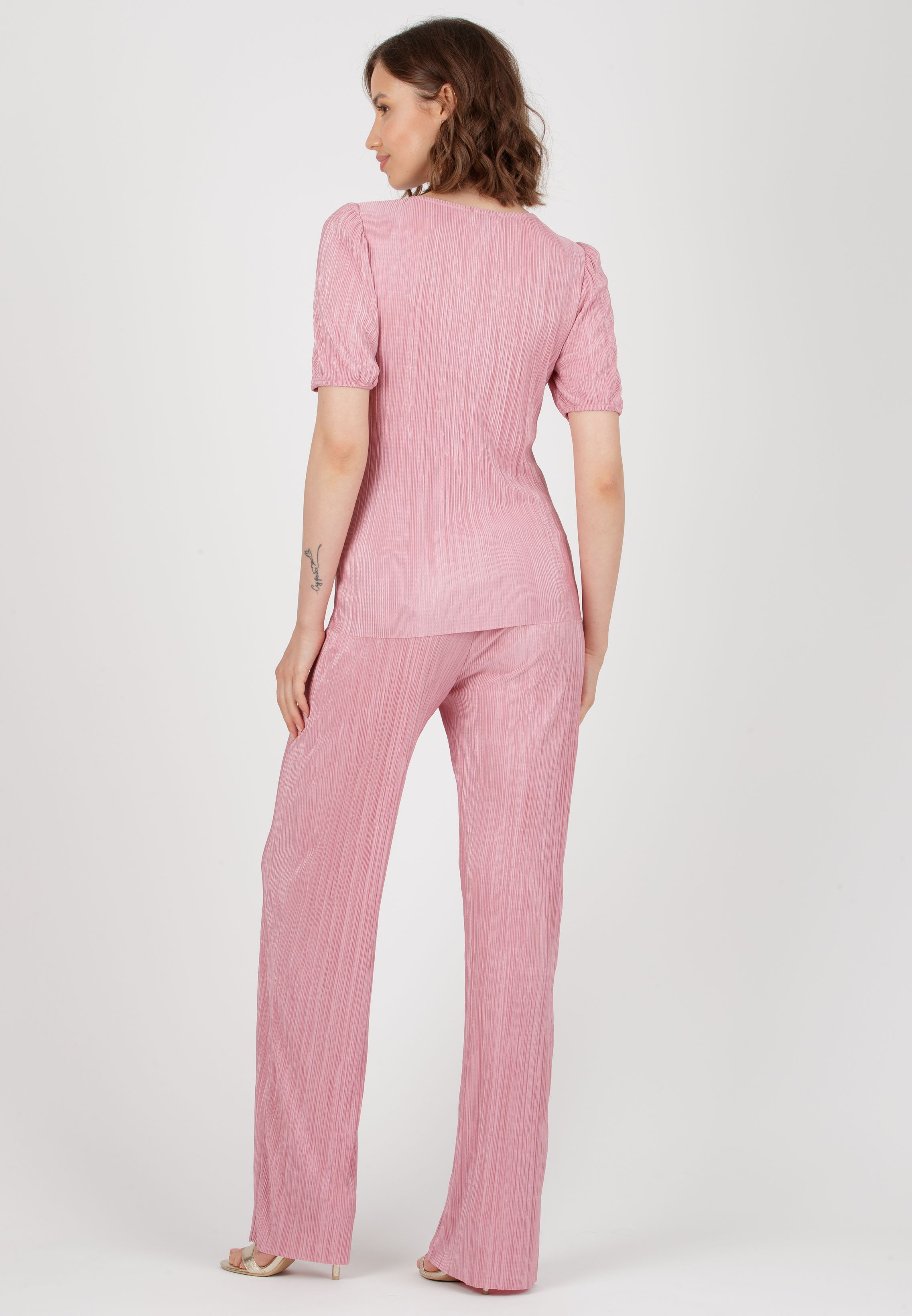 VENERE - Maglietta Premaman in Tessuto Plissettato (Rosa, XS)