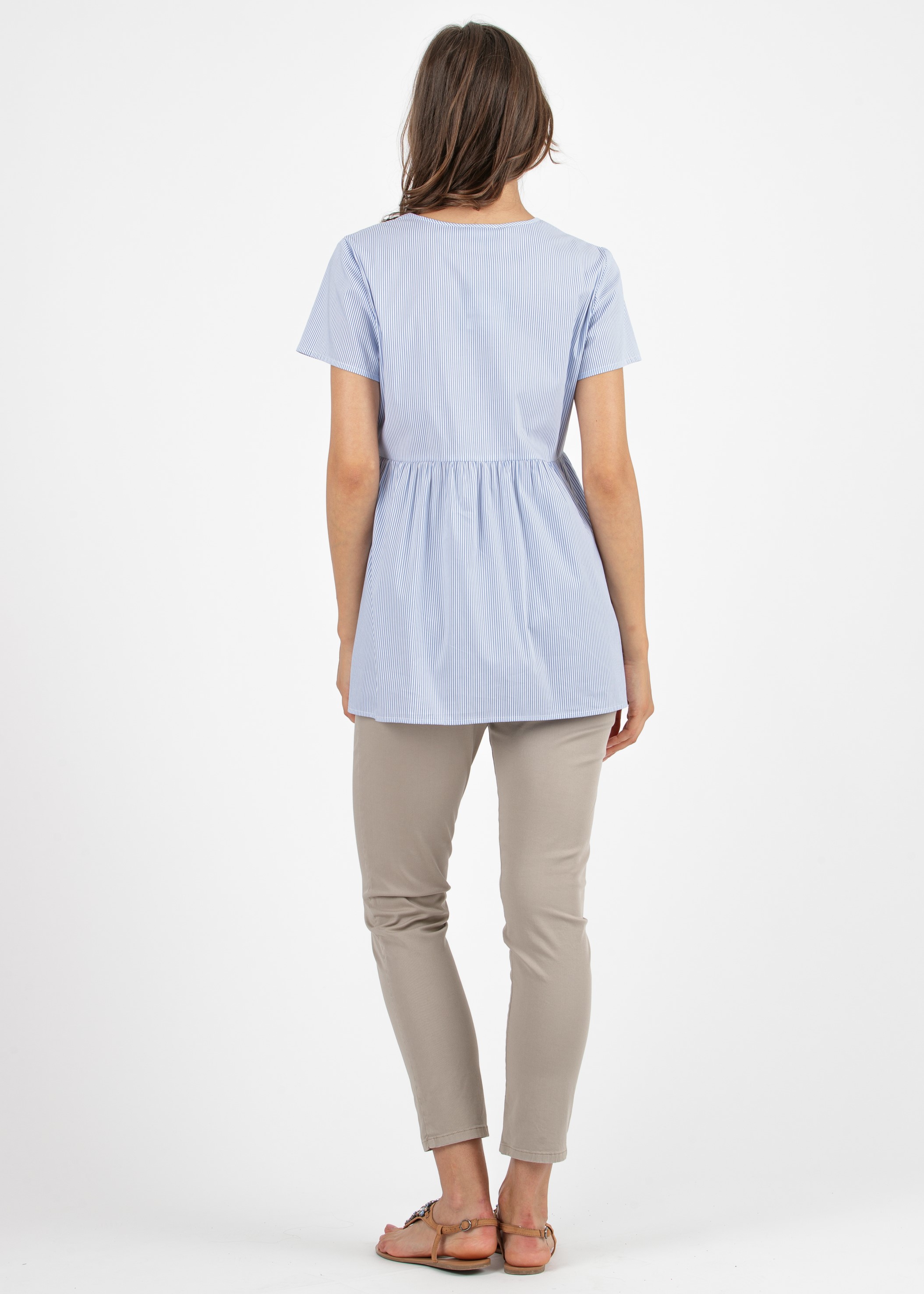 Cropped Mom Fit Slim Maternity Trousers in Gabardine (Beige, XS)