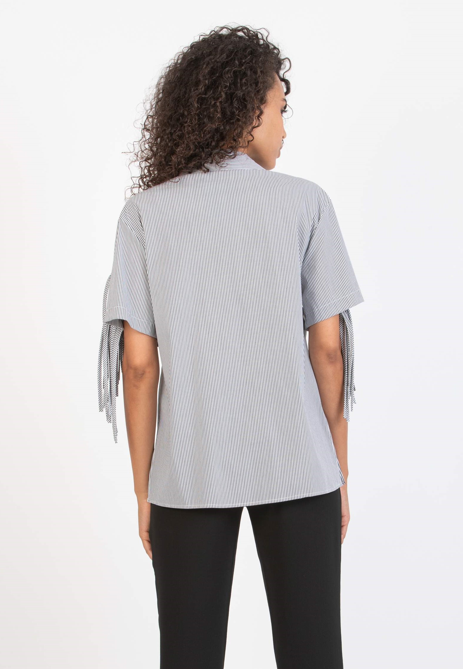 FRANCY - Camicia Premaman & Allattamento in Popeline di Cotone con Frange (Nero, XS)