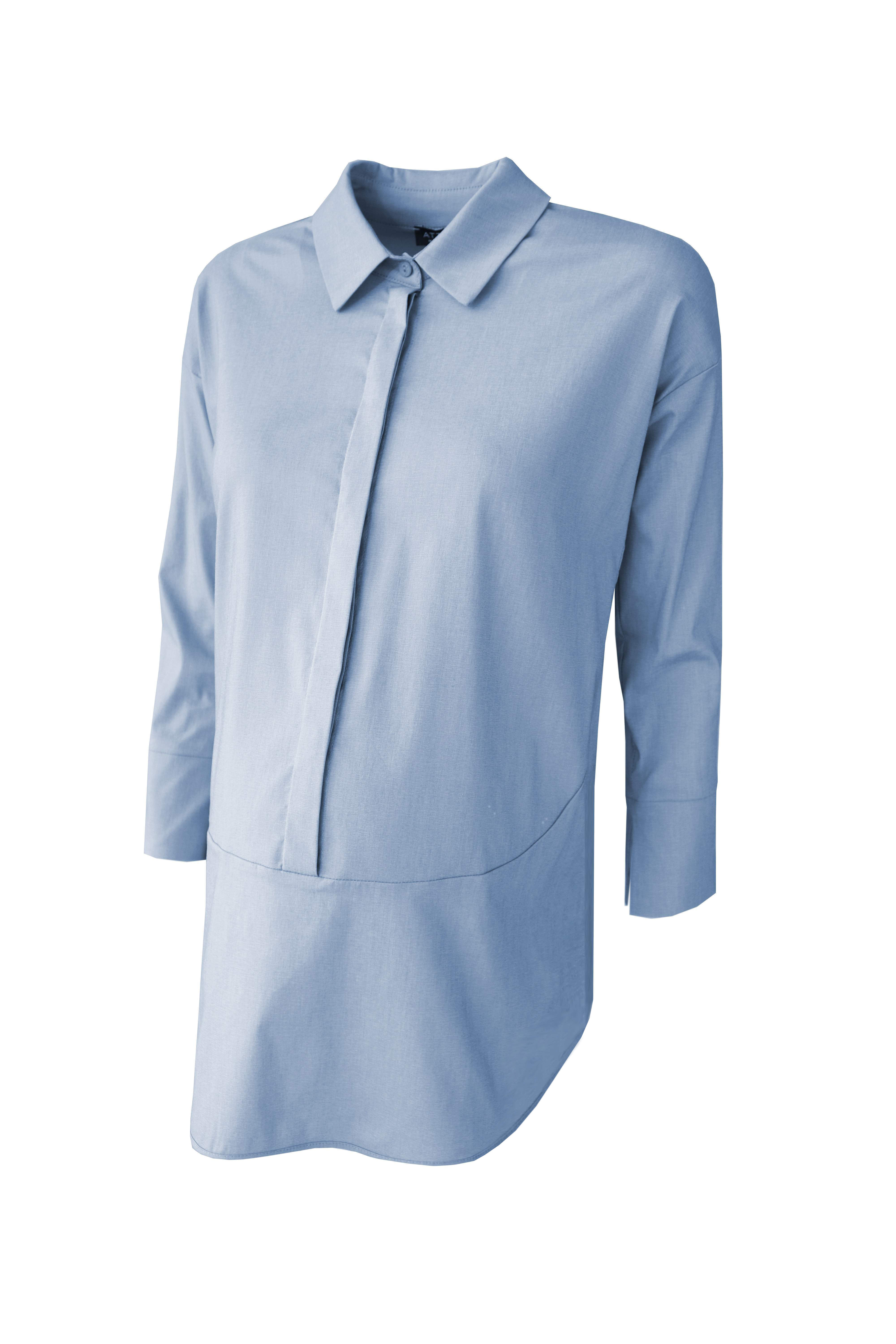 BEATRICE - Camicia Premaman & Allattamento con Orli Tondeggianti (Azzurro, XS)