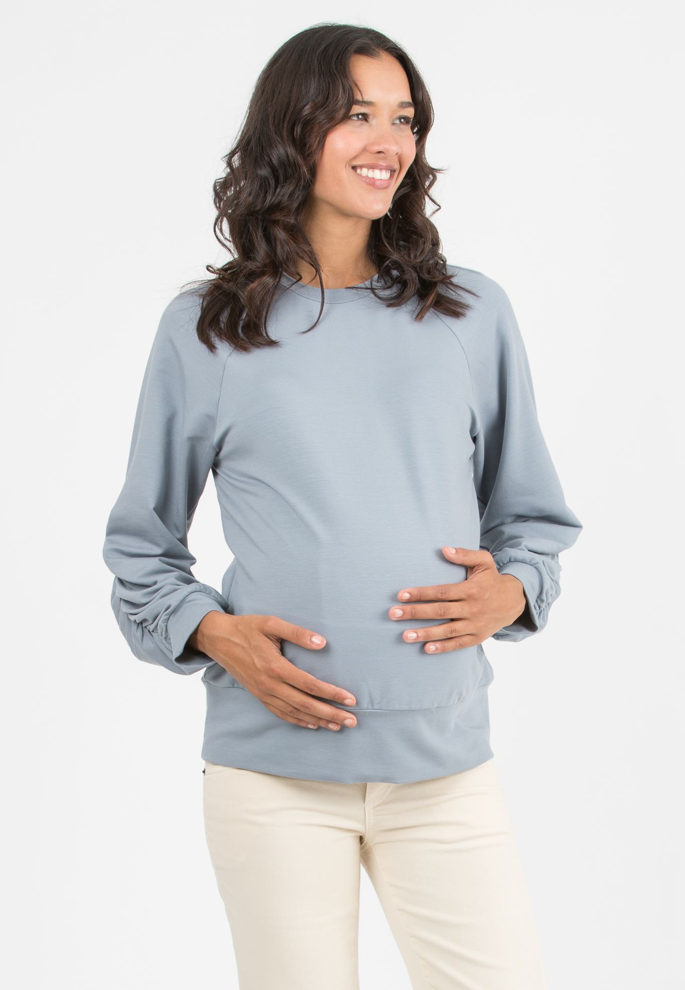 GABY - Felpa Premaman & Allattamento in Bamboo (Avio, XS)