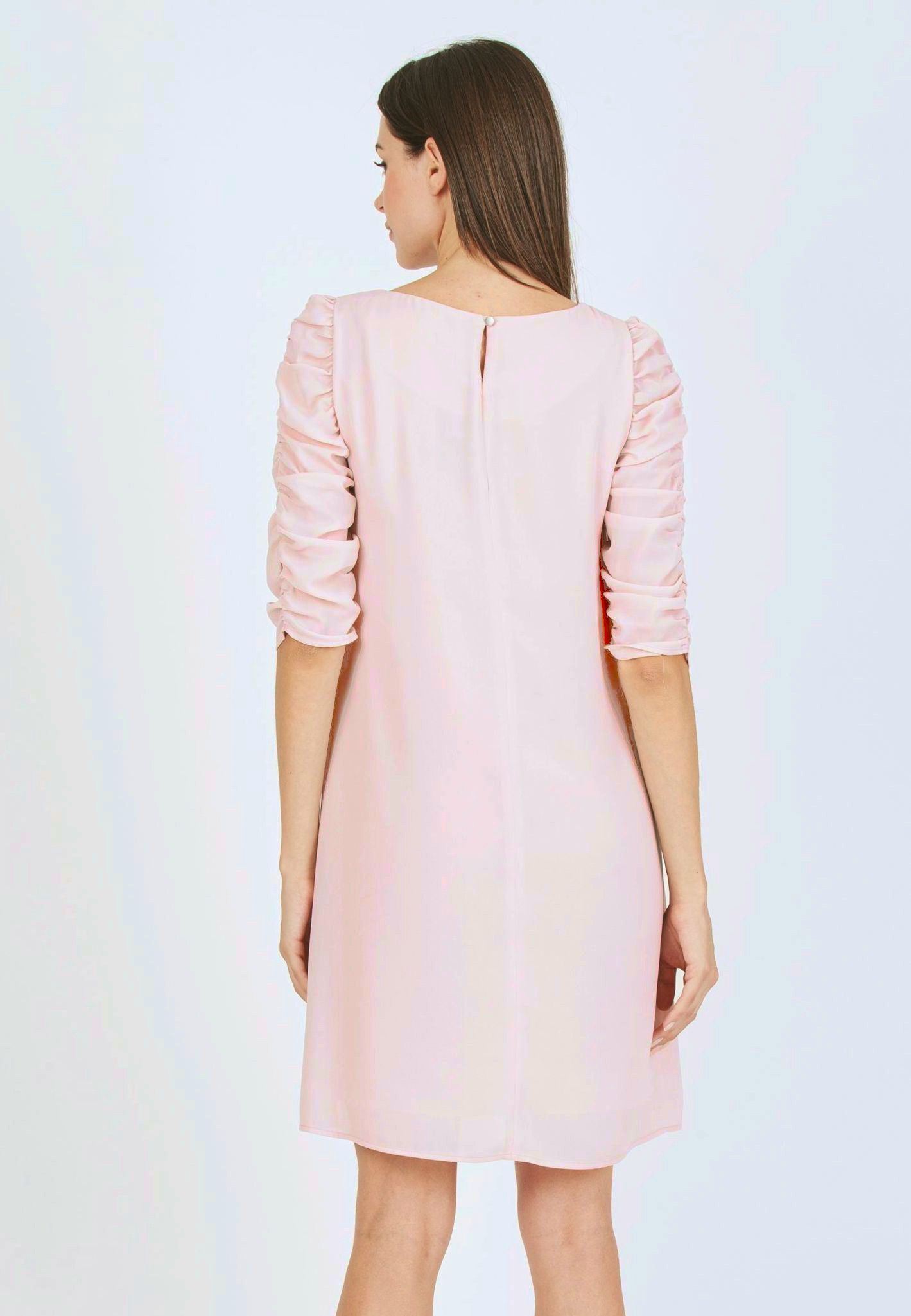 NANCY - Maternity Dress with Curled Sleeve (Powder, XS)
