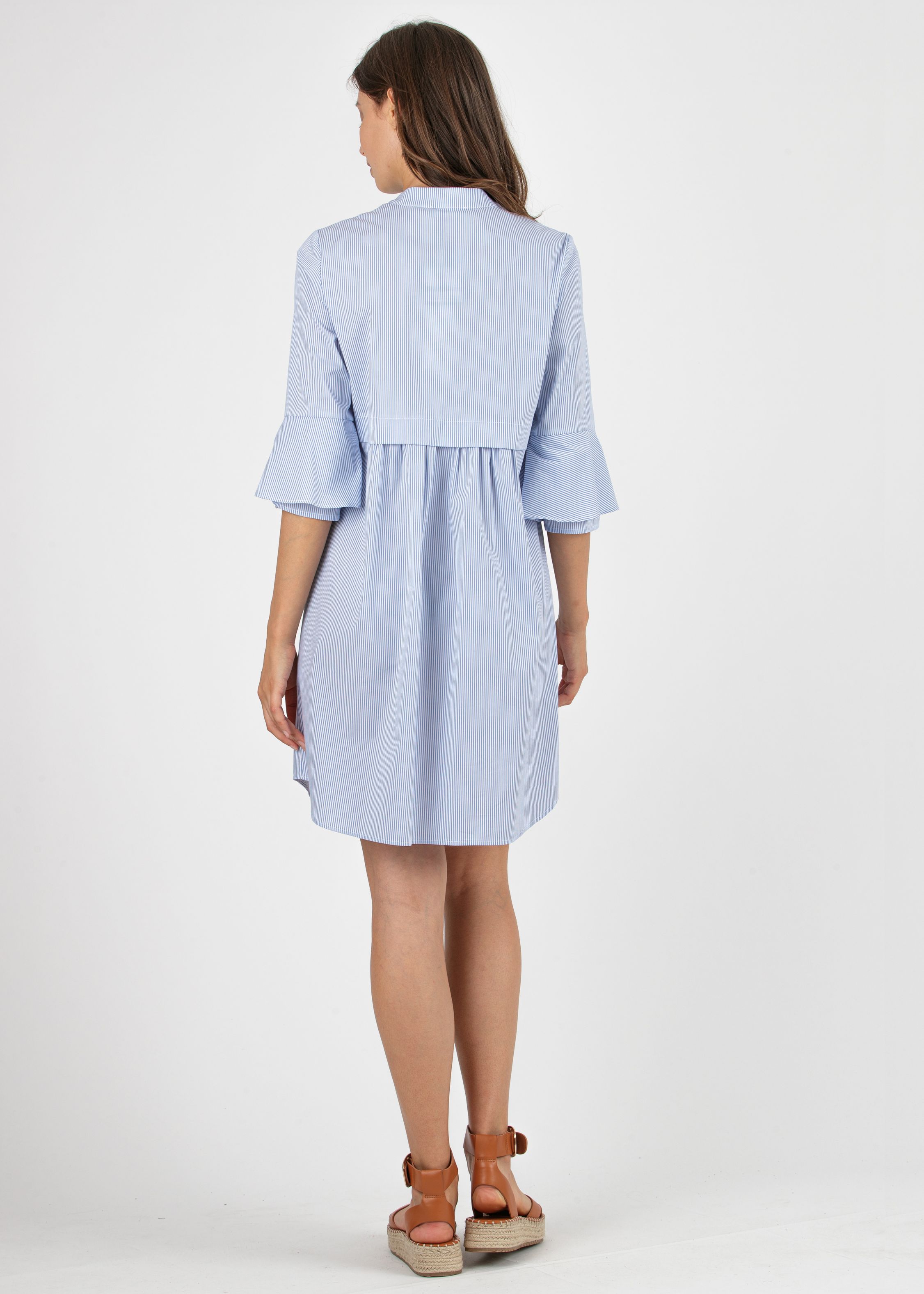 HEIDI R - Abito Premaman & Allattamento in Cotone a Righe con Maniche a Campana (Azzurro, XS)