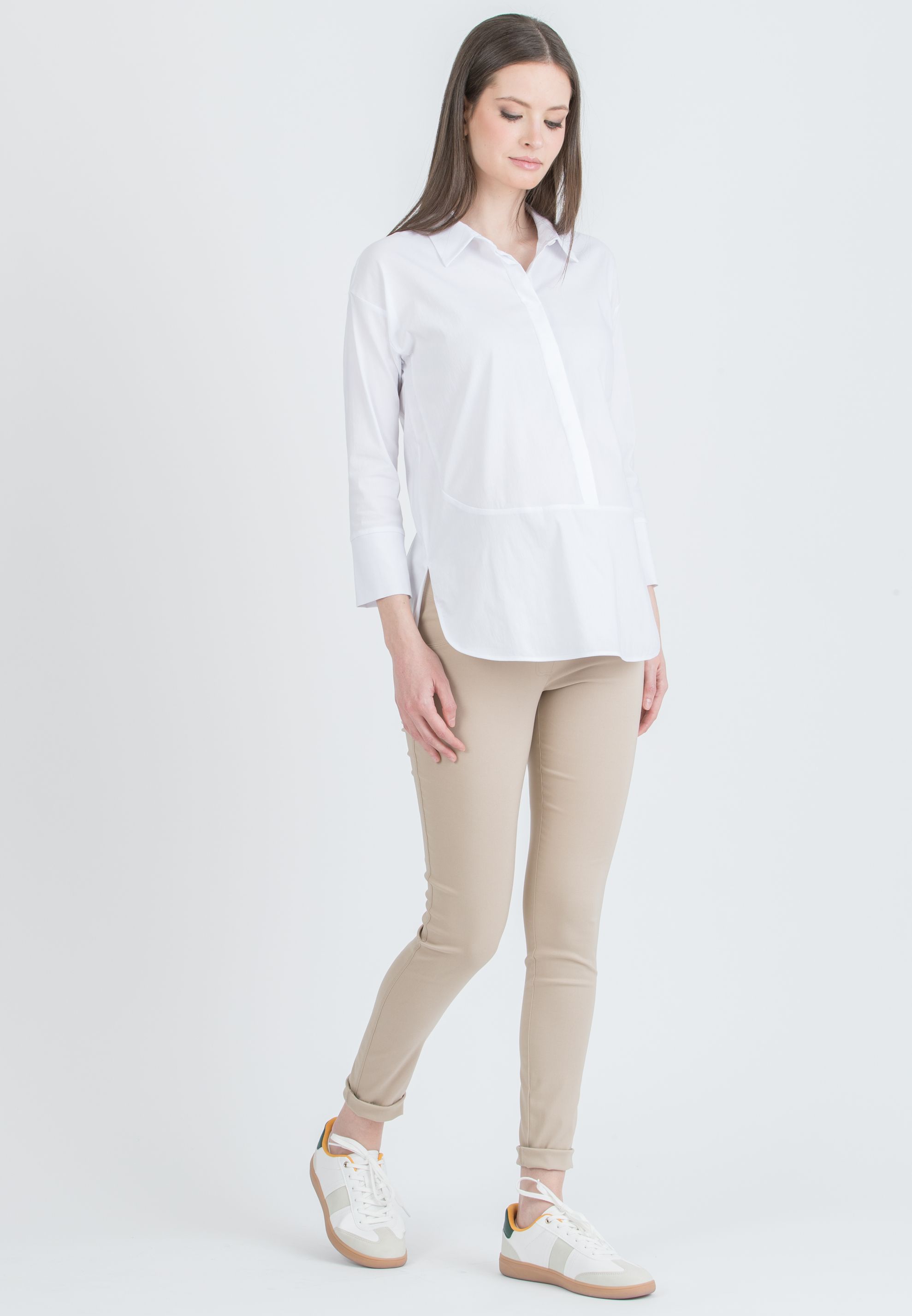 EBONY - Super Comfortable Skinny Maternity Trousers in Bengaline (Chalk White, XXS)