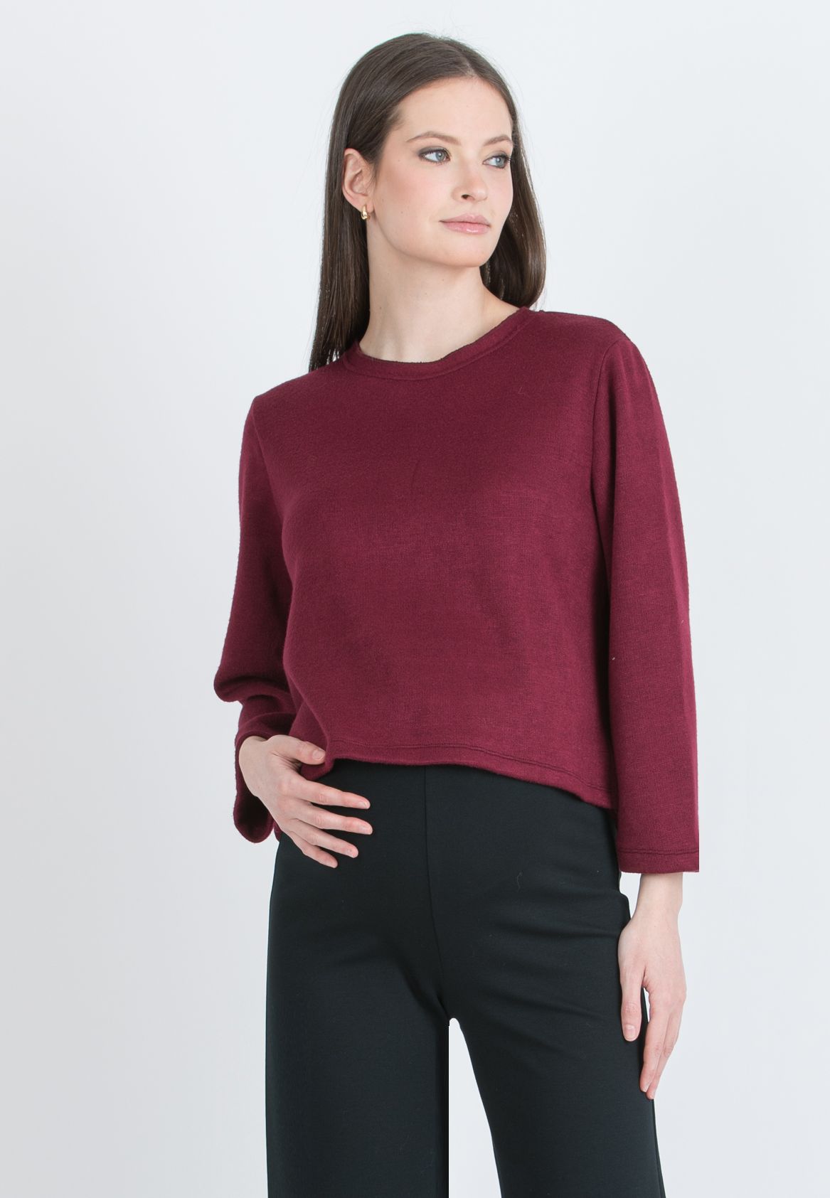 BAILEY - Maternity Sweater with Back Bow (Bordeaux)