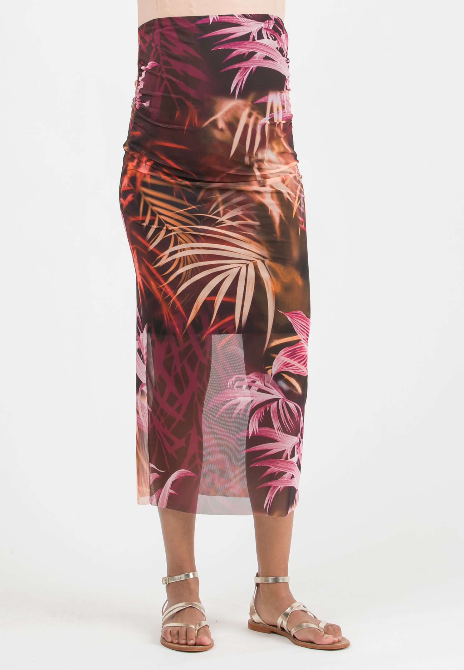 JUPITER – Maternity Printed Mesh Skirt (Fuxia)
