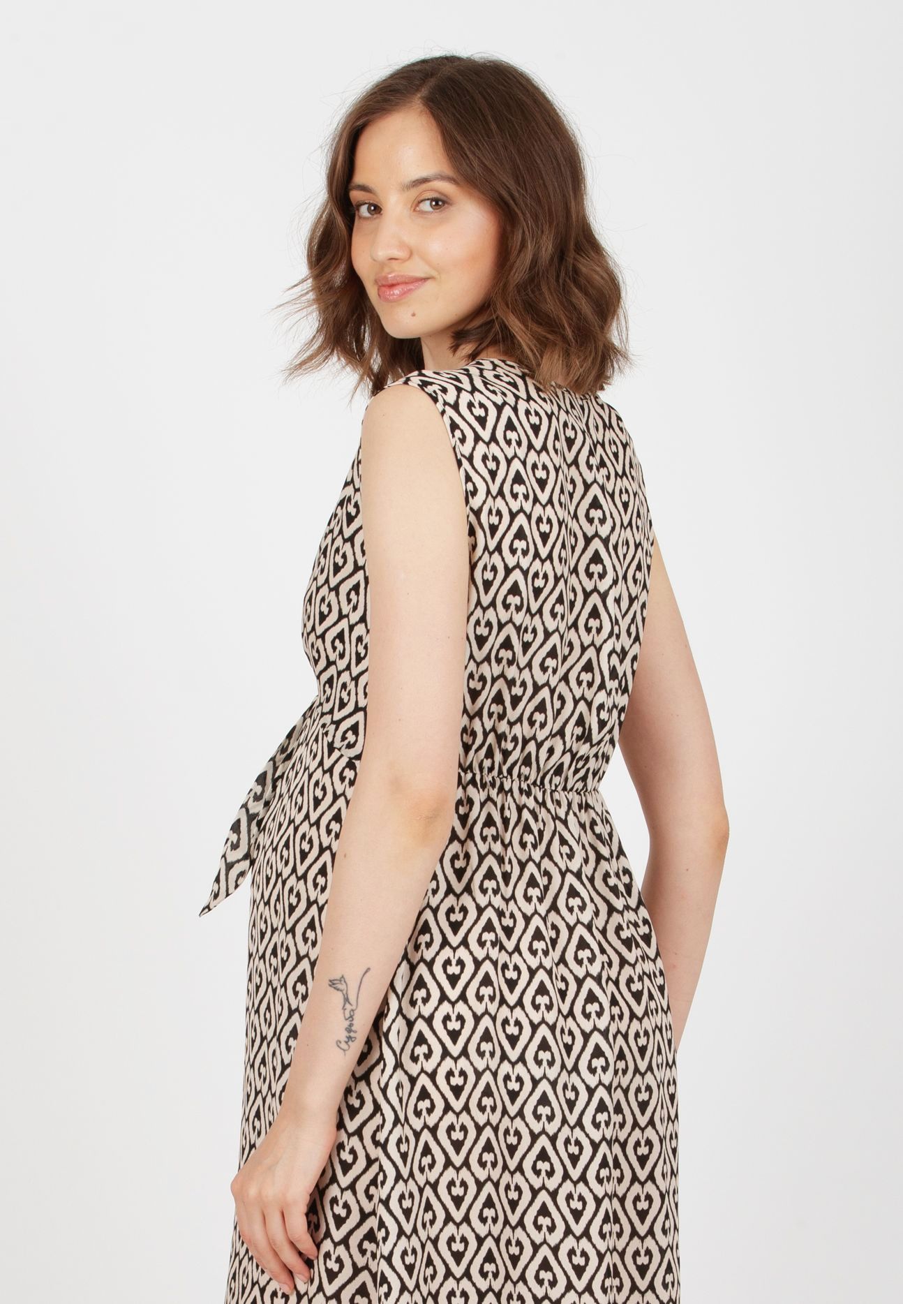 BELEN MAXI - Maternity & Nursing Dress in Printed Viscose (Ivory, XS)