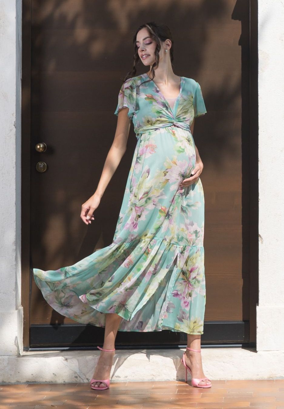 LUDOVICA – Abito Premaman & Allattamento con Corpino Incrociato (Acqua)