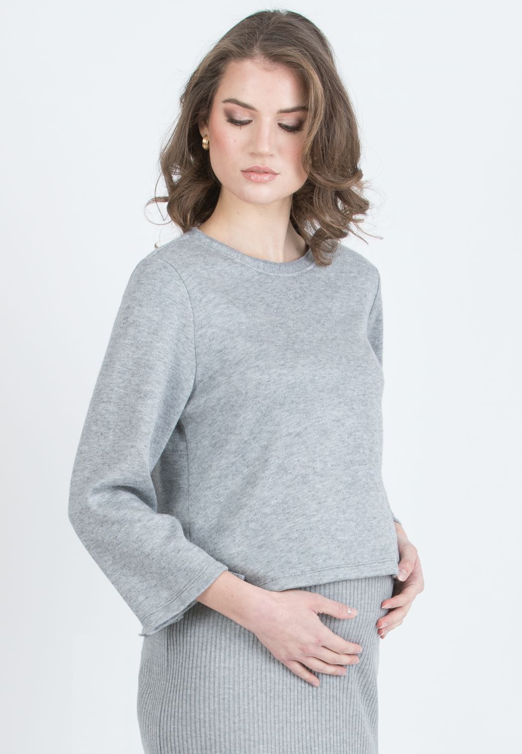 BAILEY - Maternity Sweater with Back Bow (Grigio Chiaro)