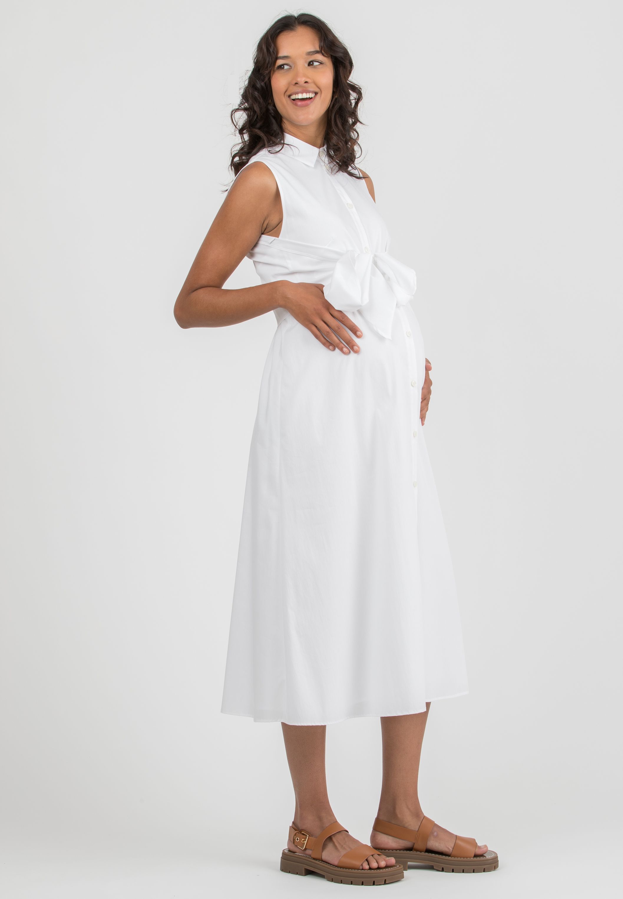 MICHELA - Abito Premaman & Allattamento Stile Camicia (Avorio, XXS)