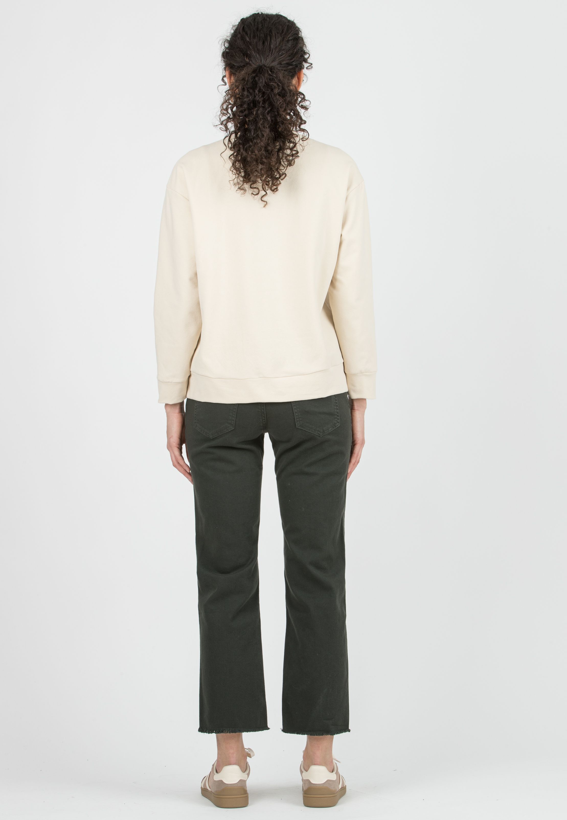 GIADA - Colorful Maternity Straight Jeans with Fringed Hem (Verde)