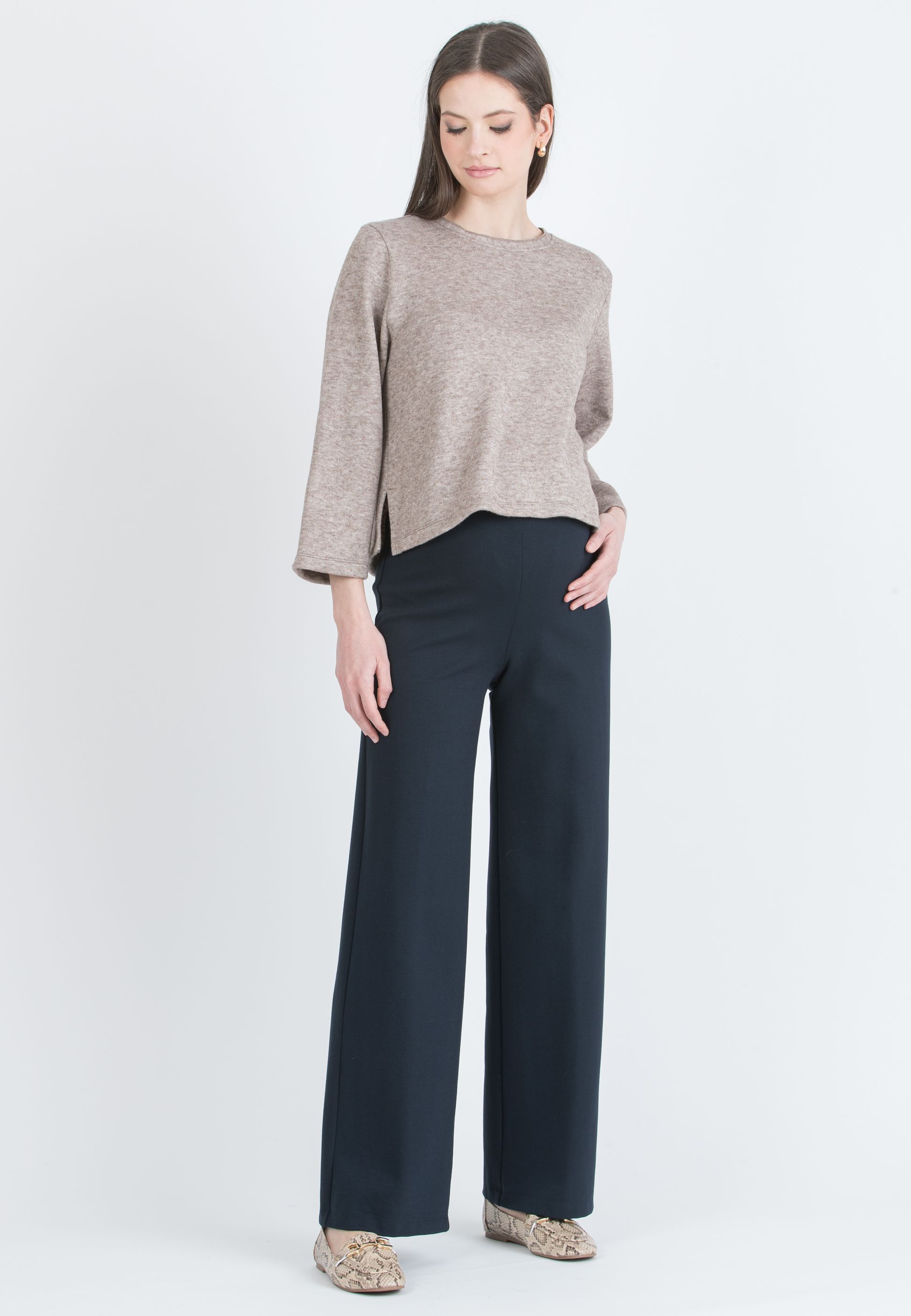 BAILEY - Maternity Sweater with Back Bow (Marrone Melange)