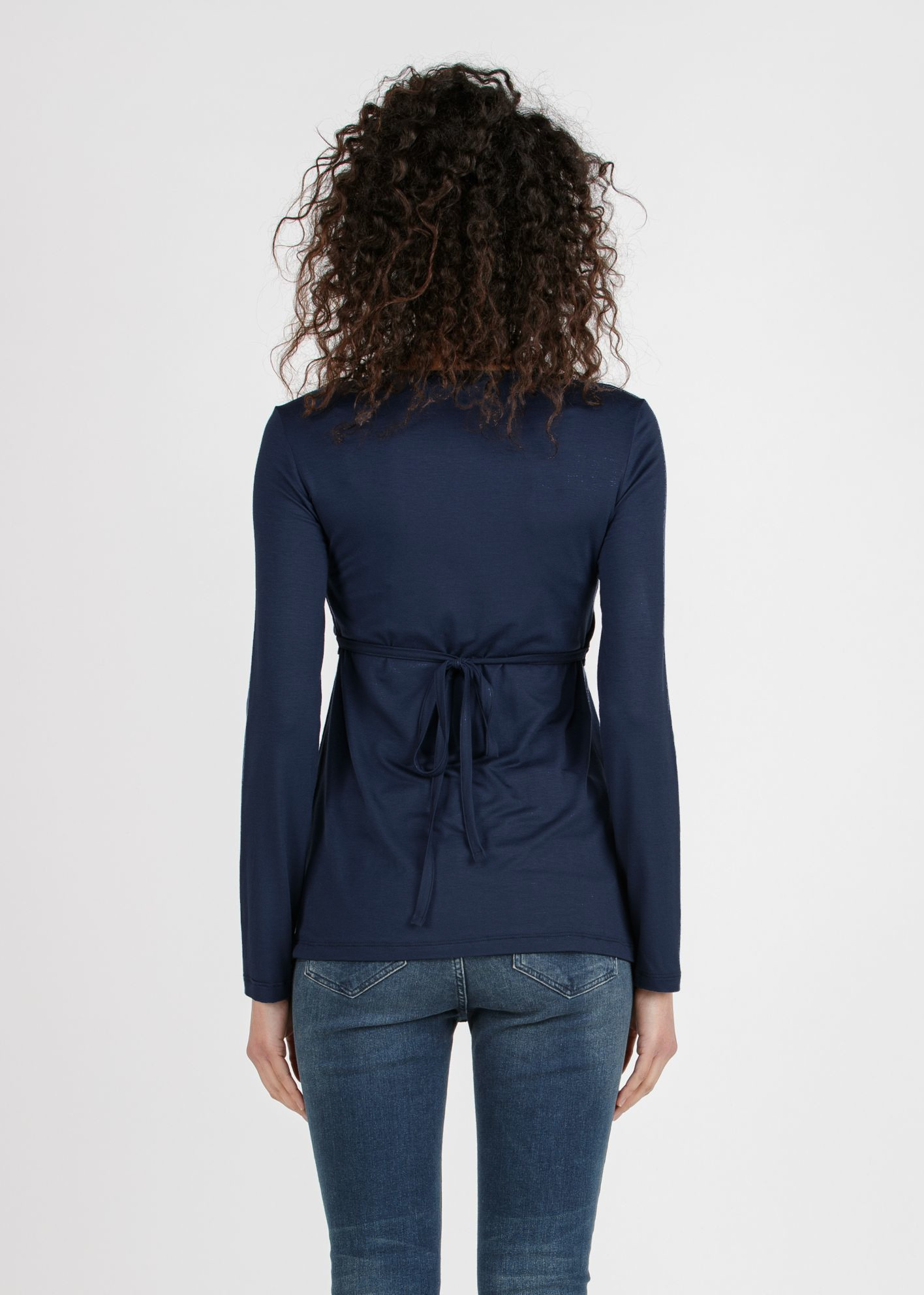 MARGHERITA M/L - Maternity and Nursing Crossover T-shirt with Strings (Blu Scuro)