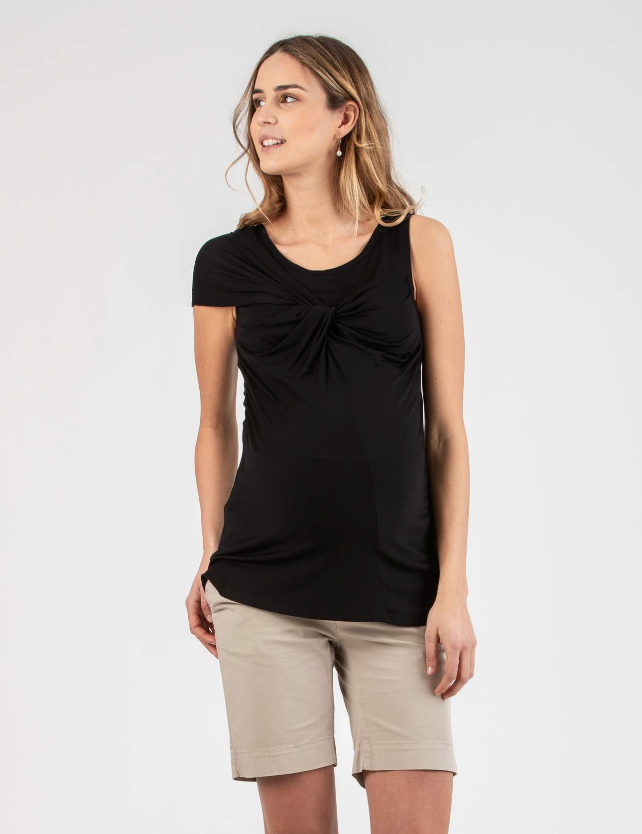 Maternity Top with Knot (Black, XXS)