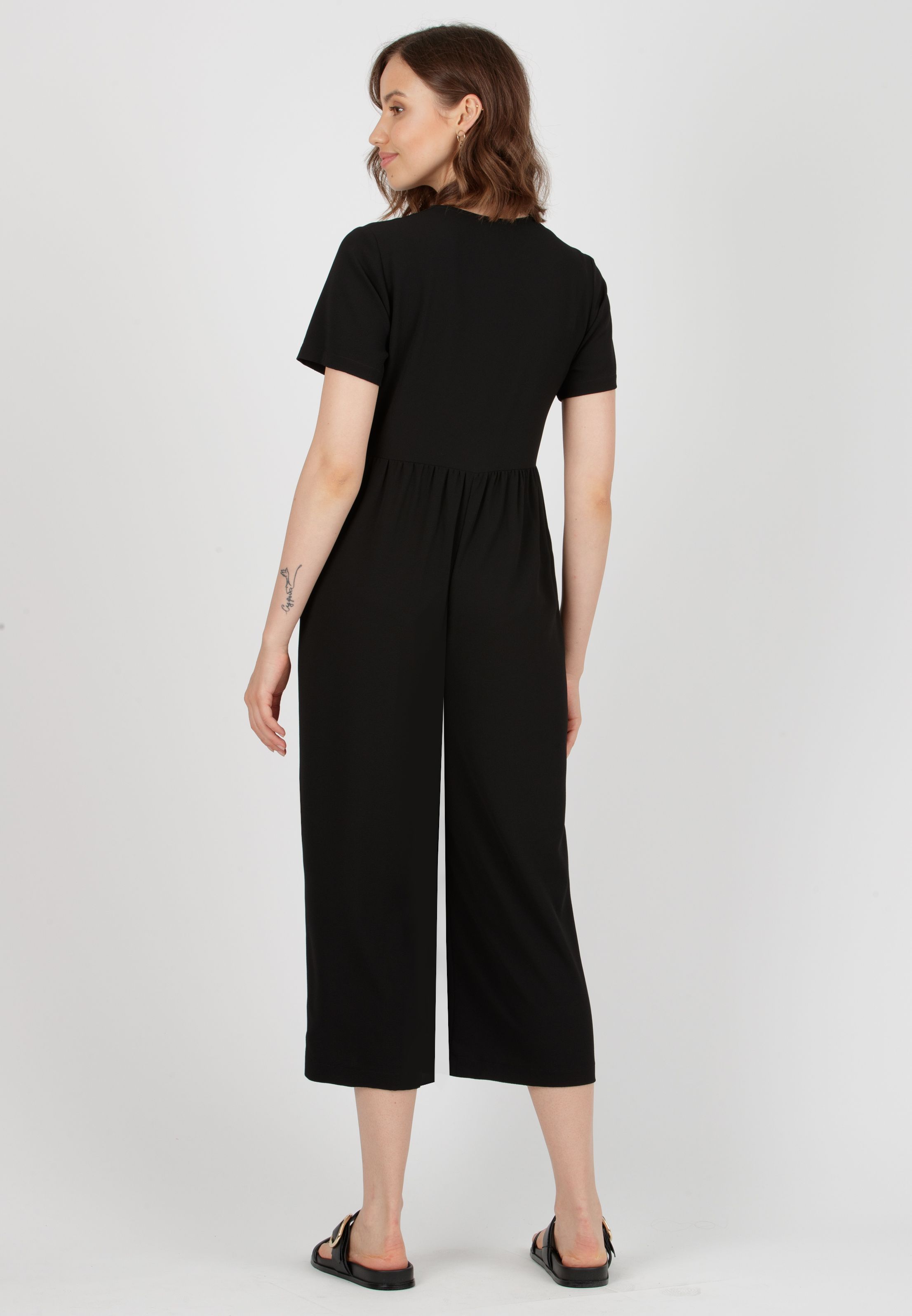 VIVIENNE - Tuta Premaman in Crepe con Bottoni Frontali (Nero, XS)