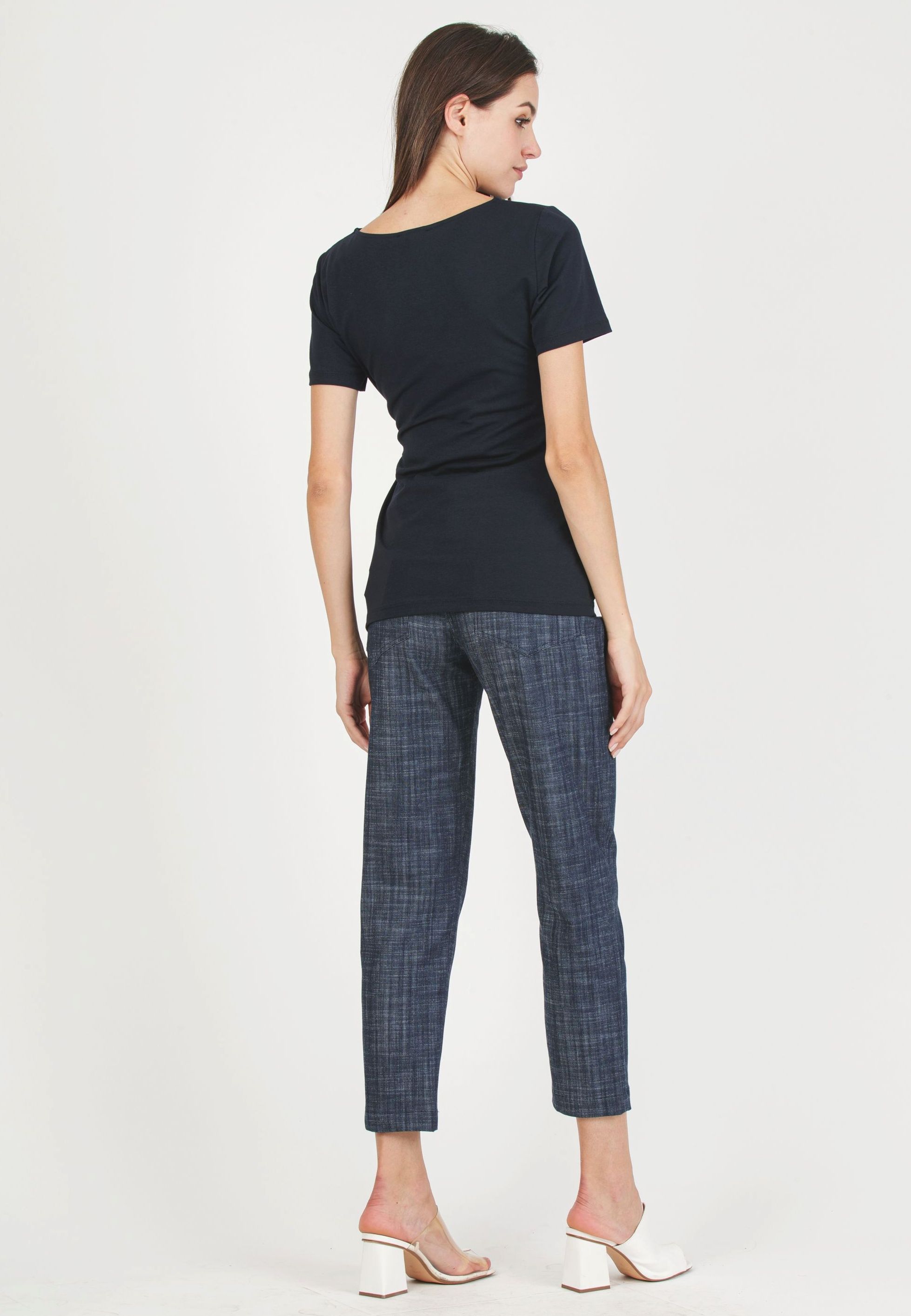 KAREN M - T-Shirt Premaman in Jersey di Cotone con Nodo Laterale (Blu, XS)