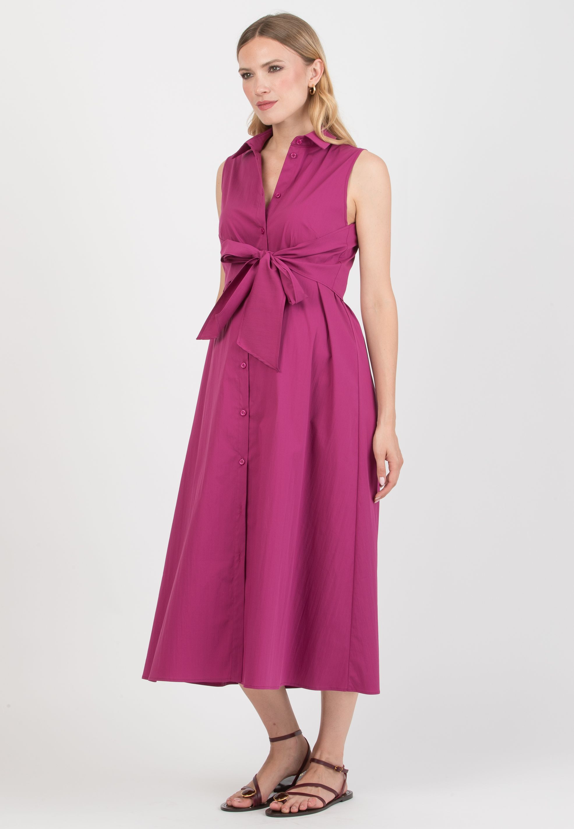 MICHELA – Maternity & Nursing Shirt-Style Dress (Plum, XS)