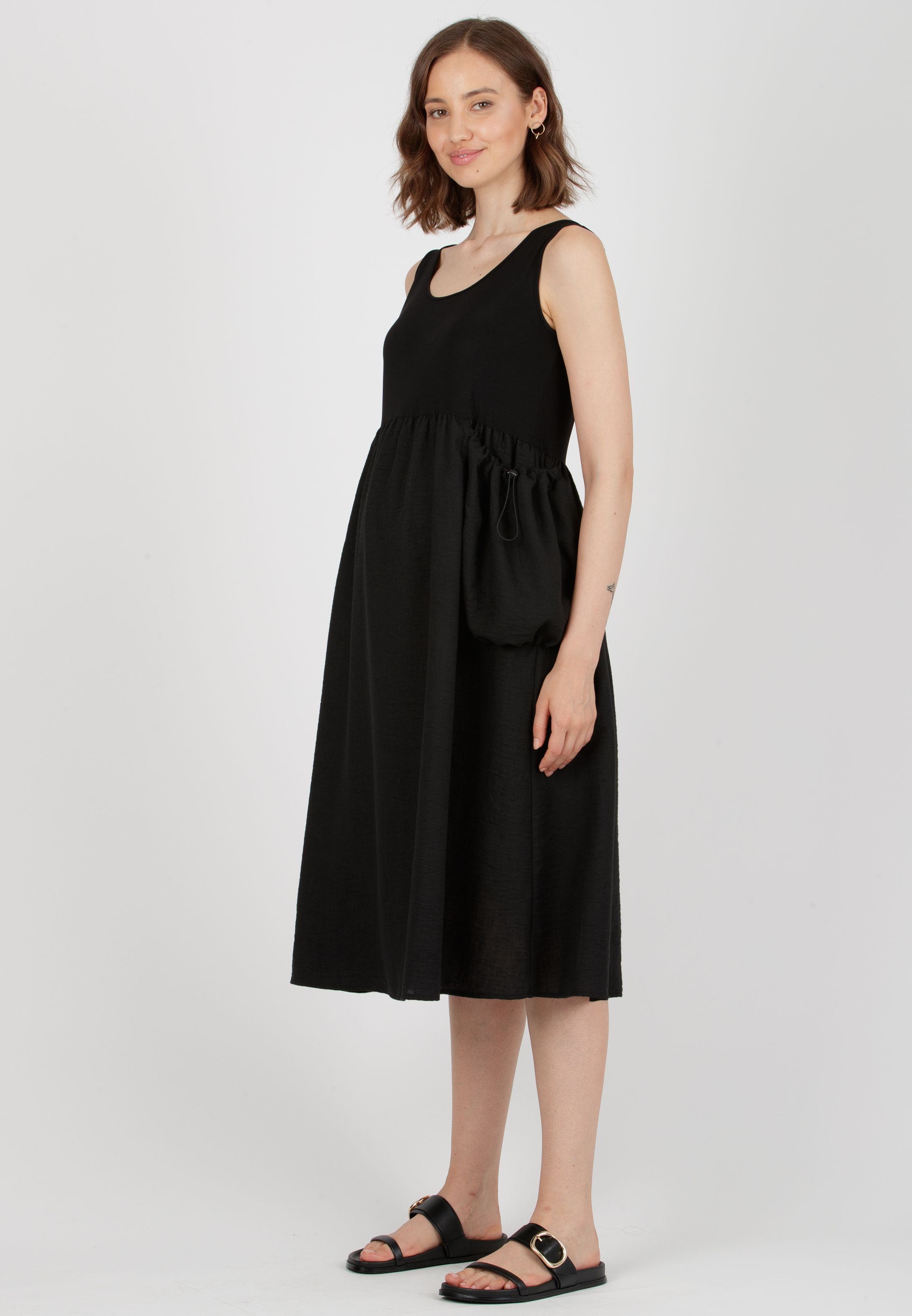 POLLY - Maternity Dress with Pockets (Black, XS)